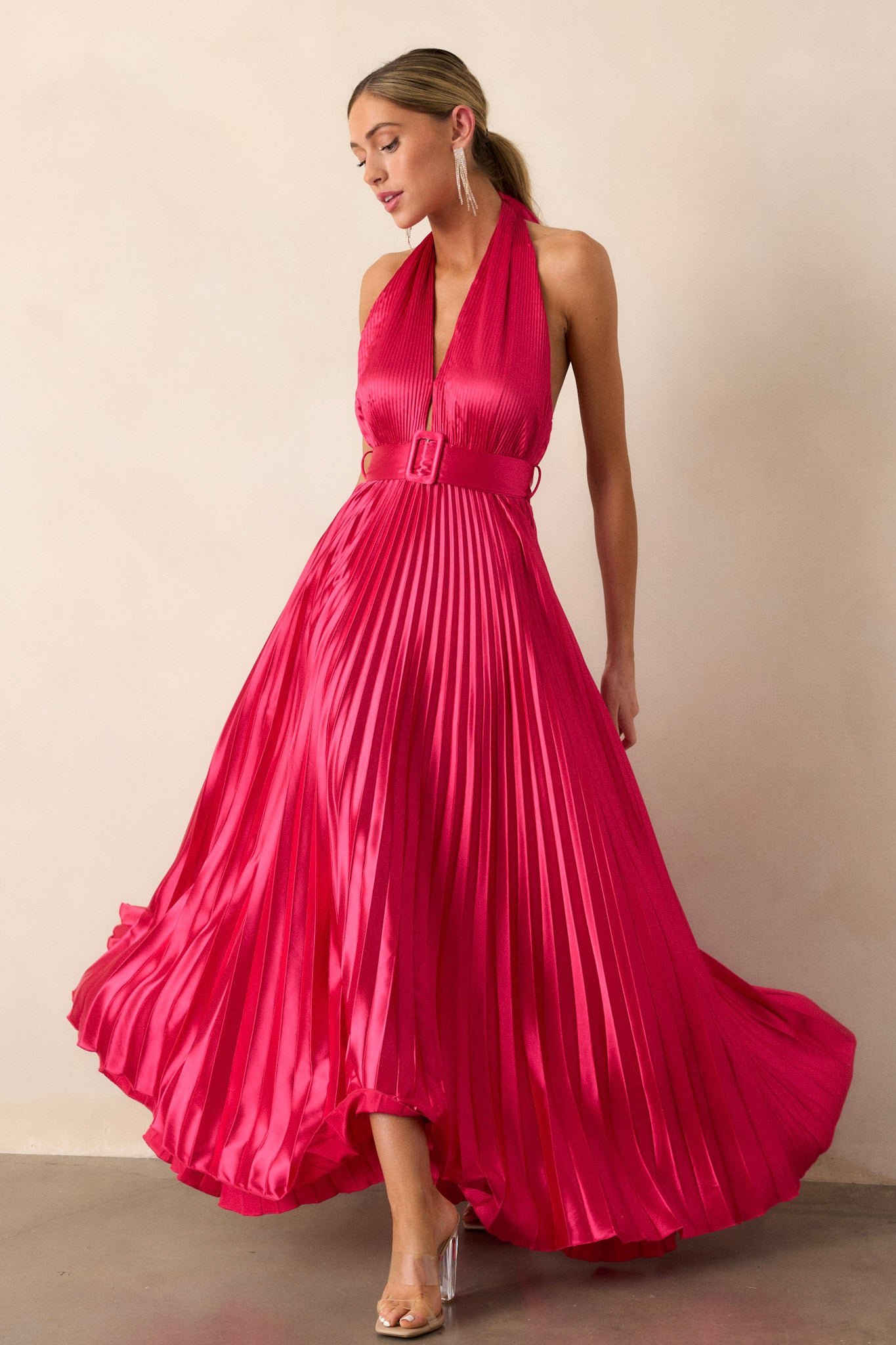 Fuchsia pleated dress best sale