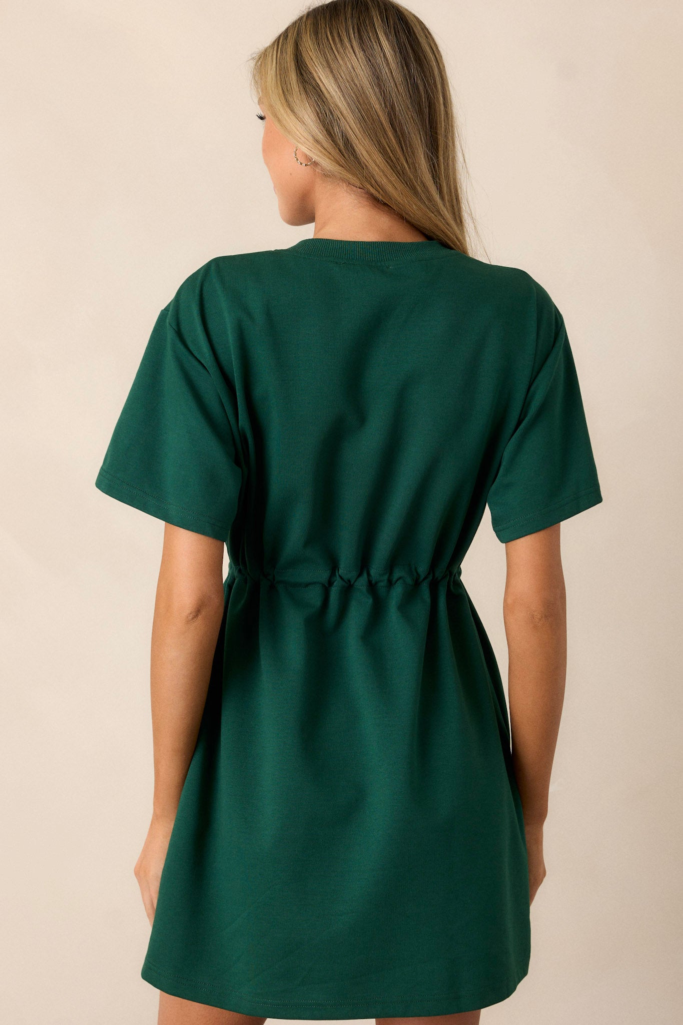 For The Day Hunter Green Short Sleeve Mini T-Shirt Dress