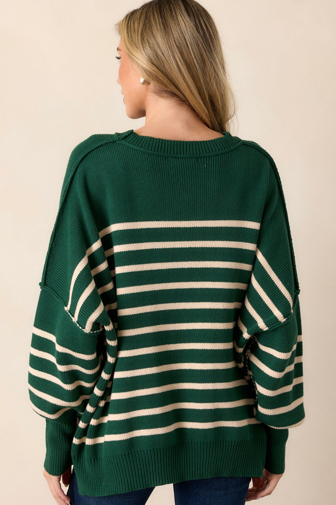 Hunter Green Stripe Knit Sweater All Tops Red Dress