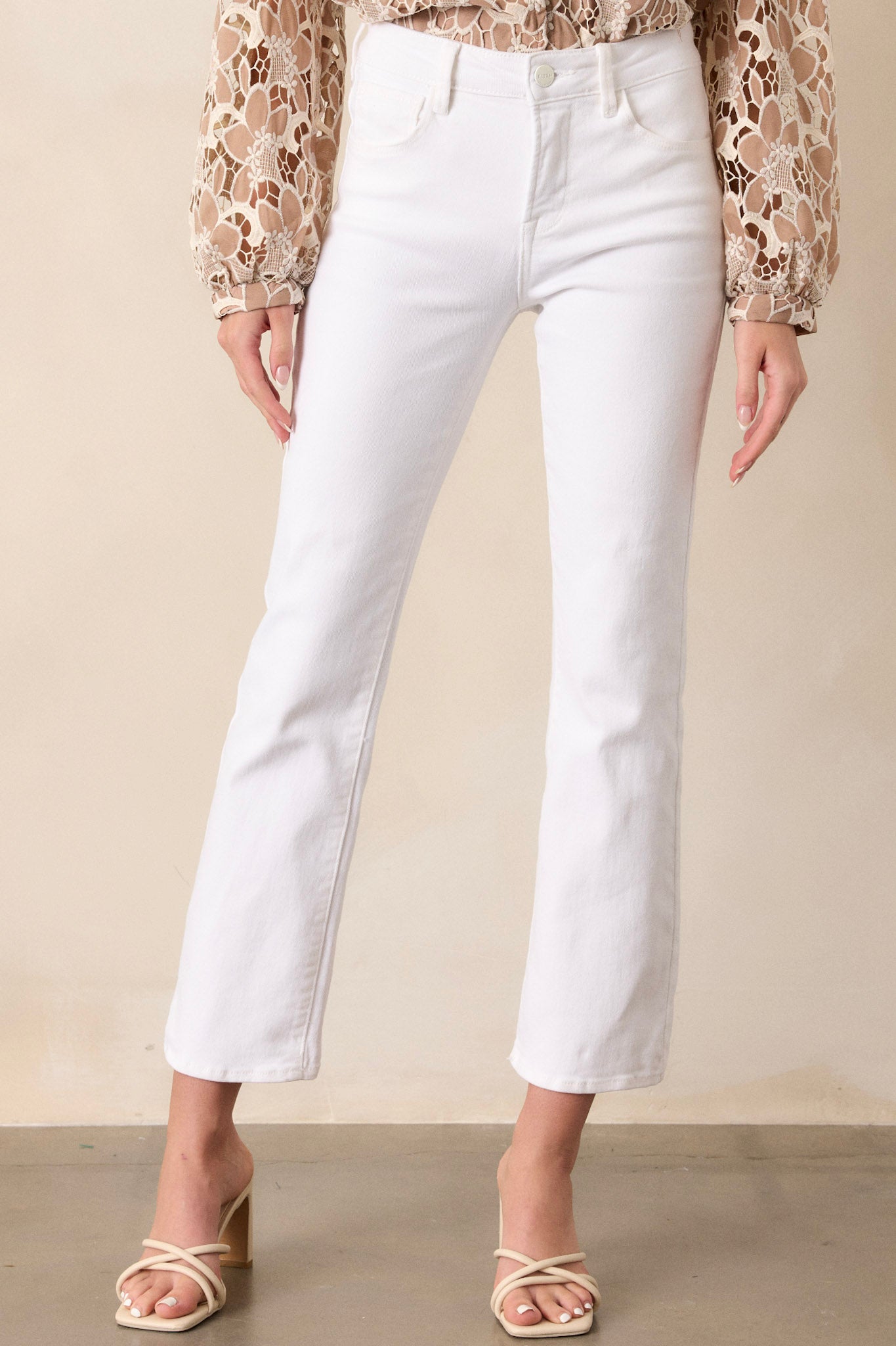 Over You Again White High Waisted Straight Leg Jeans