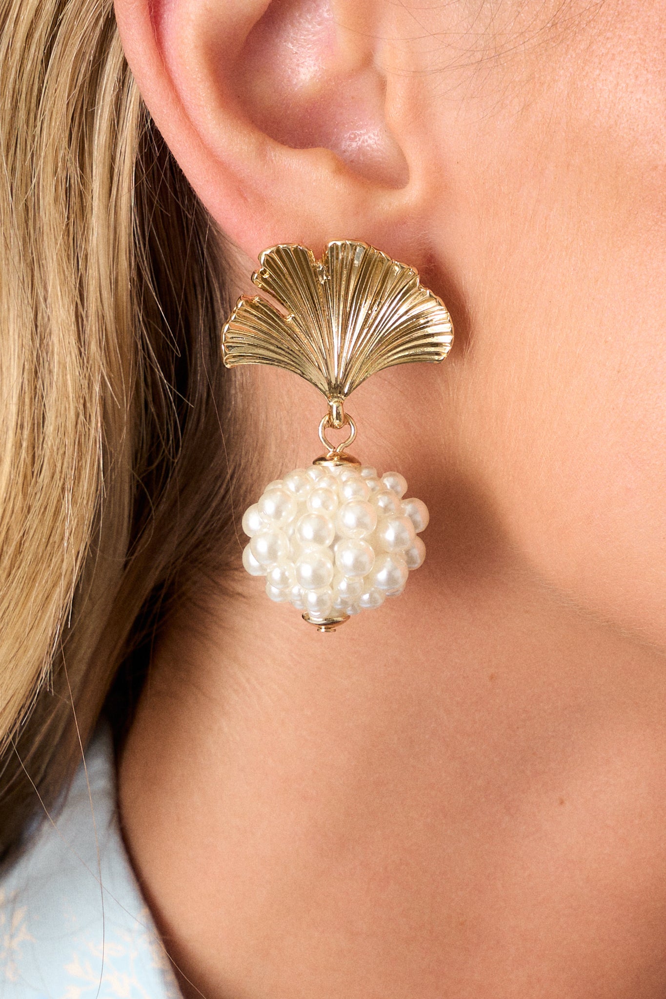 Gold and Pearl popular Cluster Drop Earrings