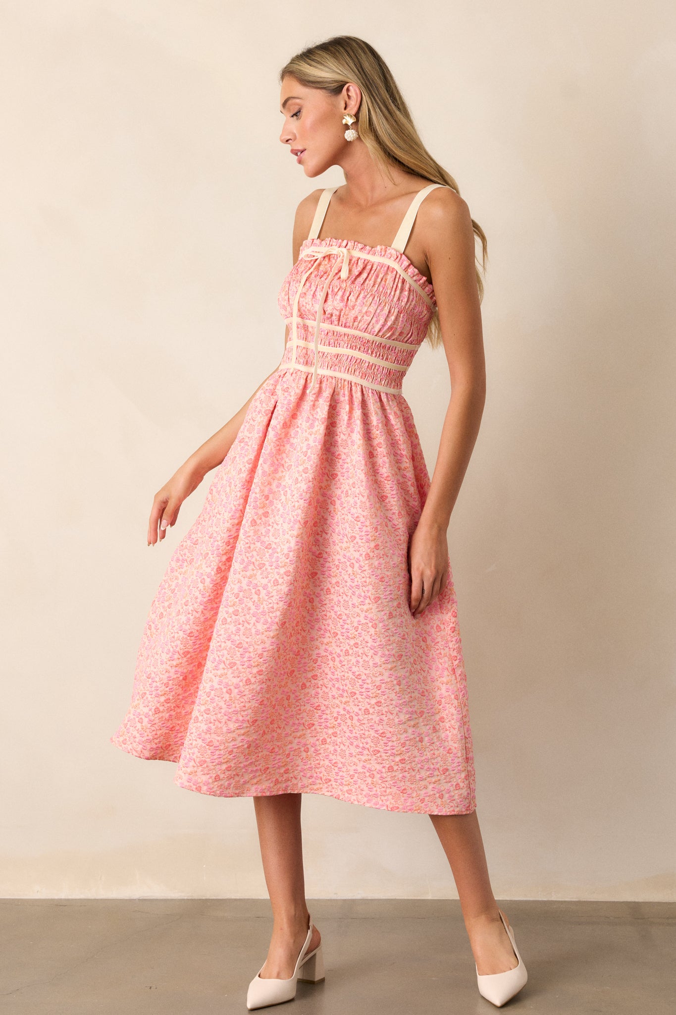 Coral midi dress for wedding hot sale