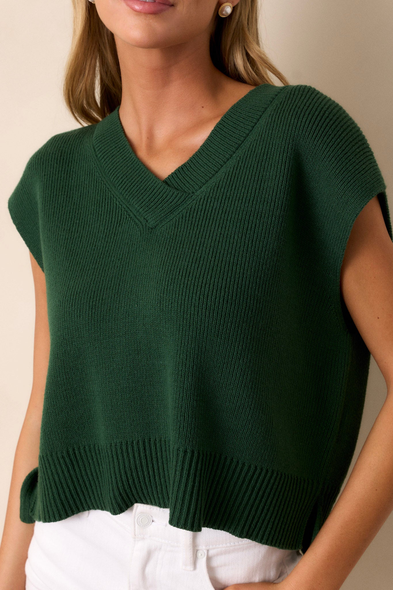 Hunter Green Short Sleeve Sweater Top All Tops Red Dress