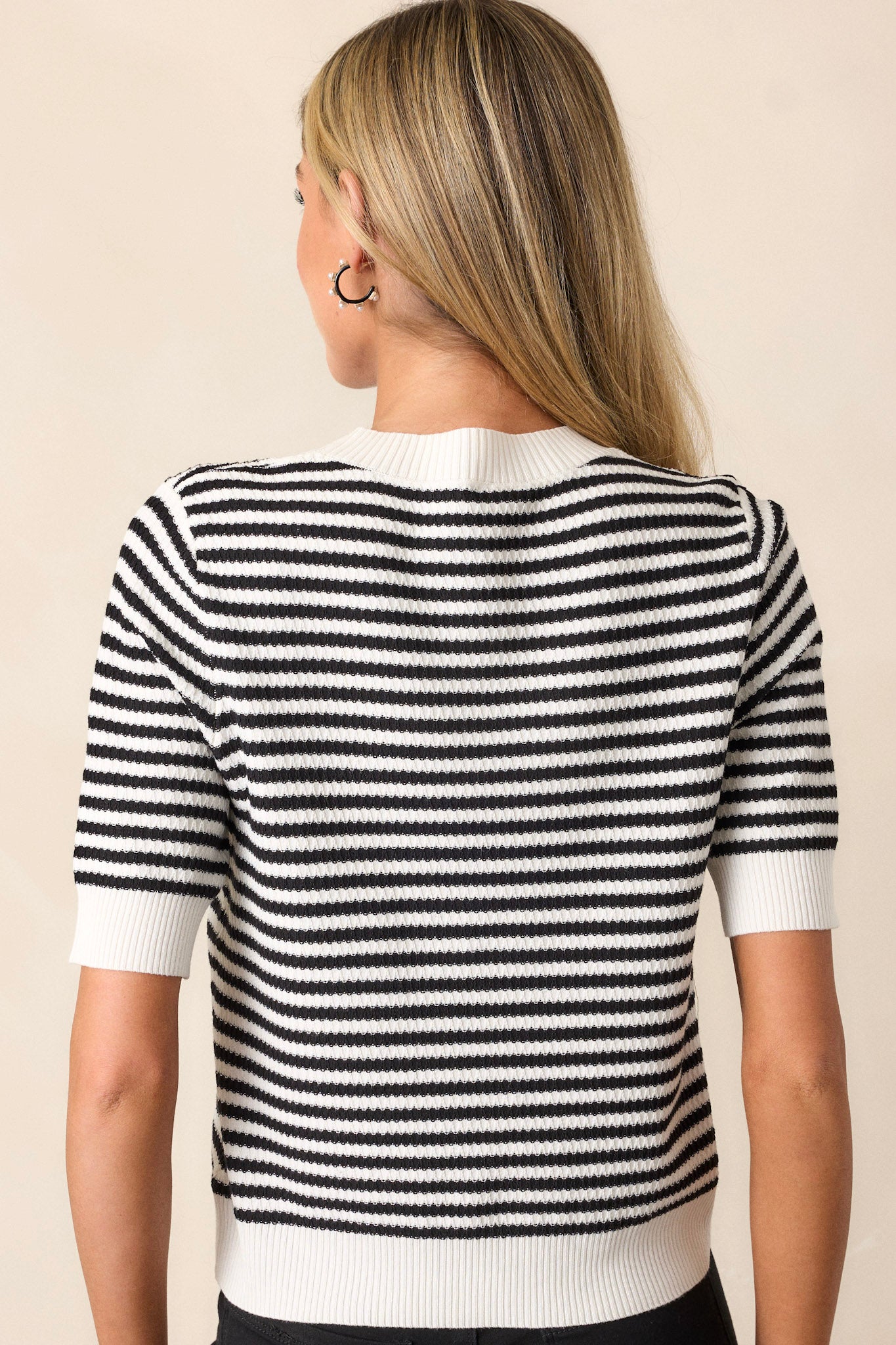 I'm Okay With That Black Stripe Short Sleeve Knit Top