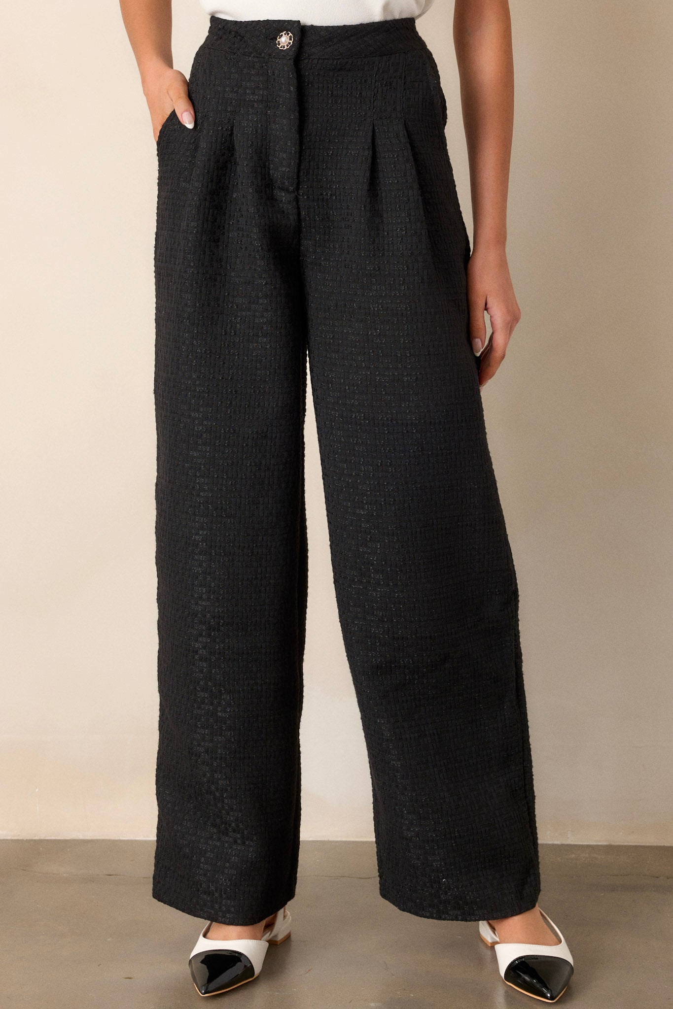 Glass Half Full Black Tweed Pants