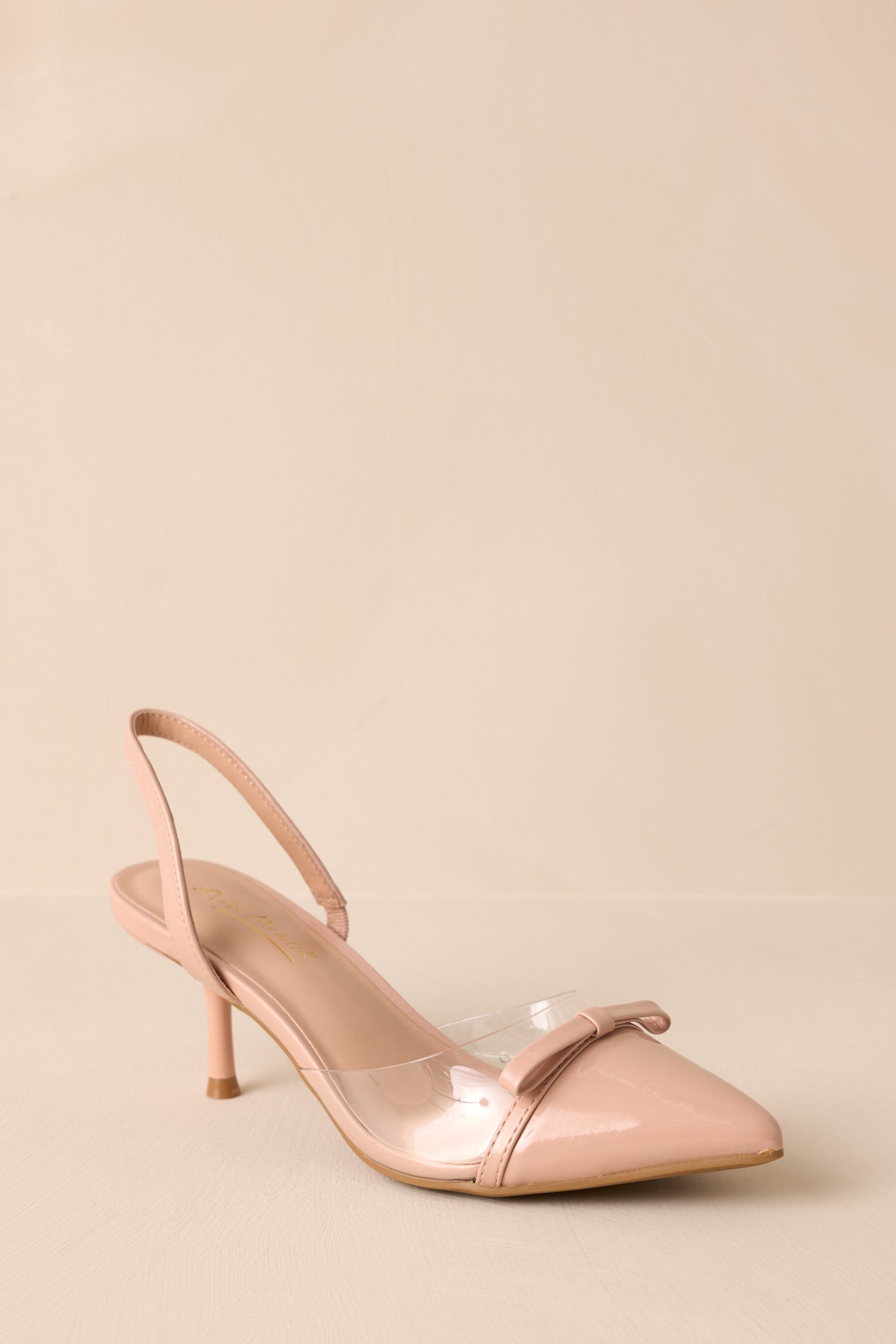 Elegant Lift Beige Slingback Kitten Heels