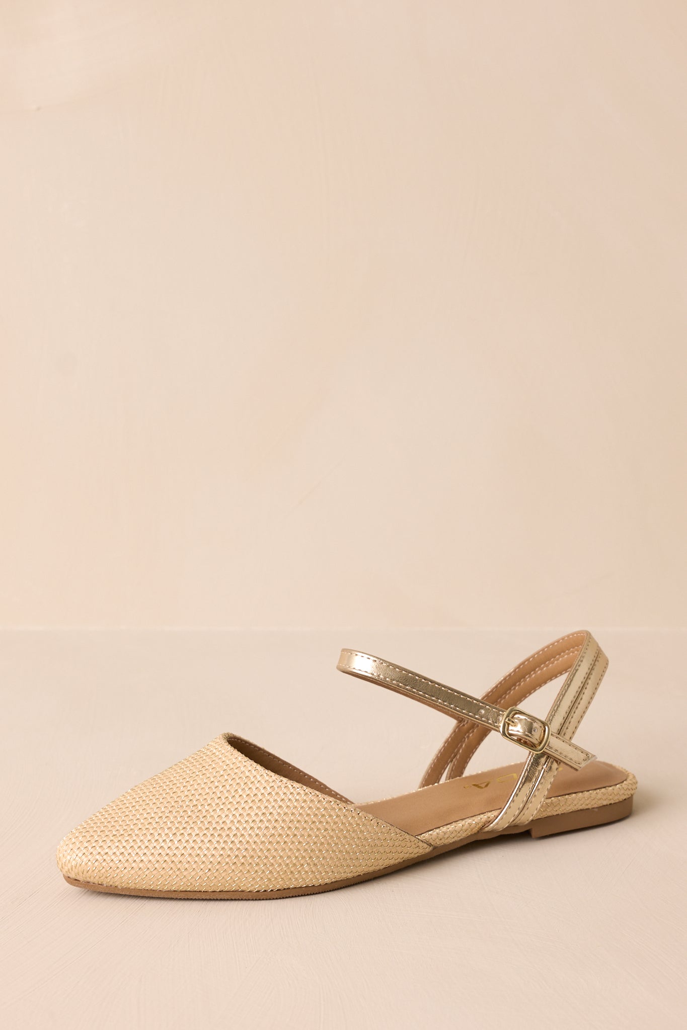 Goddess Glide Beige Ankle Strap Flats