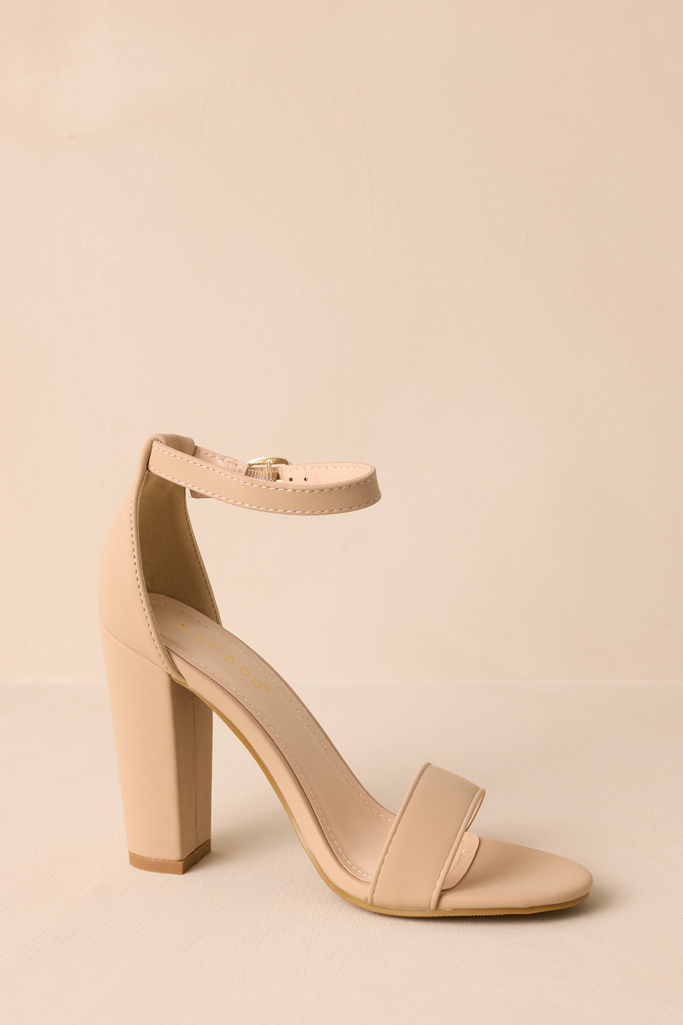 Plans To Dance Faux Suede Taupe Ankle Strap Heels