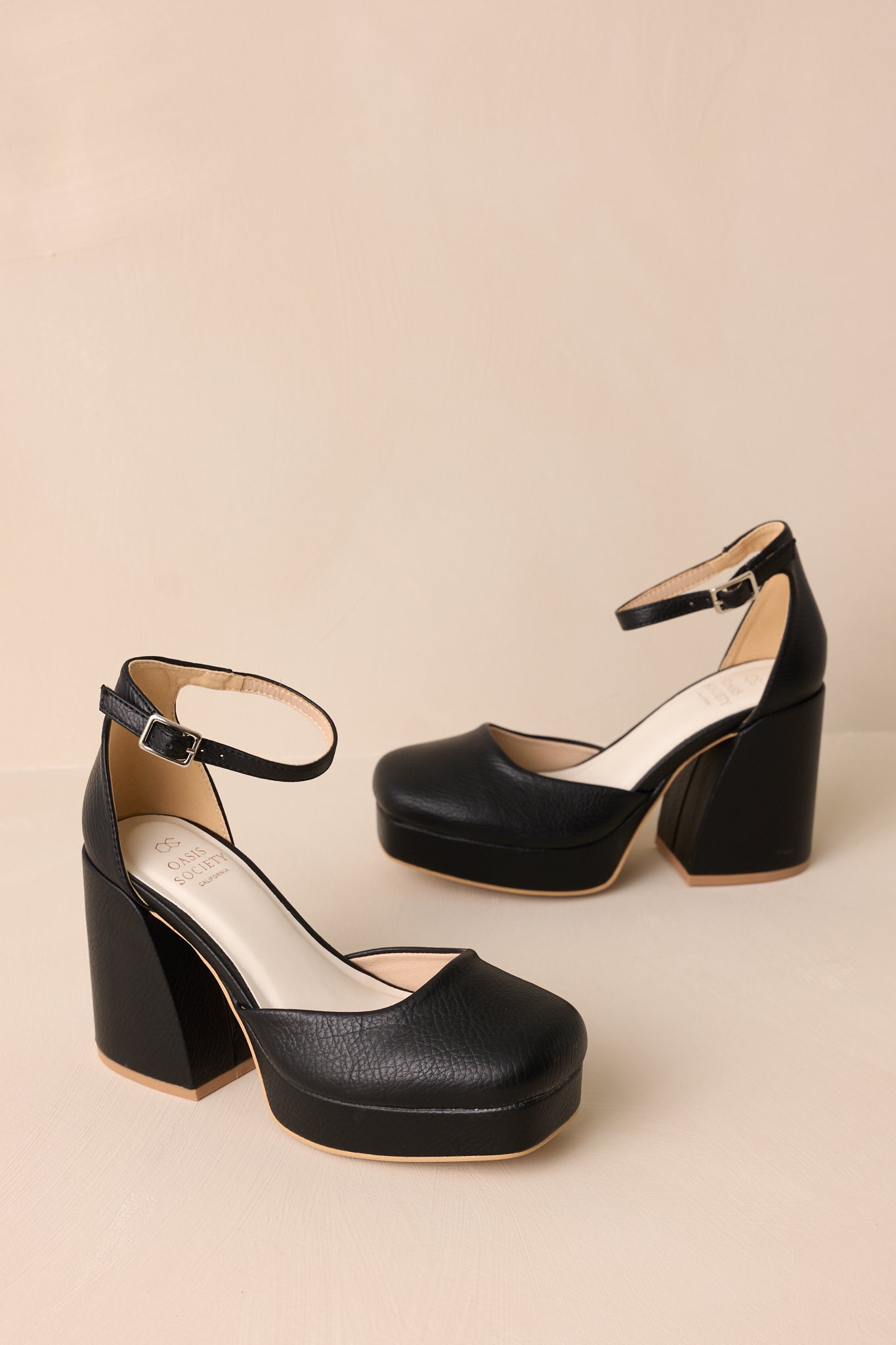 Dynamic Steps Black Ankle Strap Block Heels (RESTOCK OCTOBER)