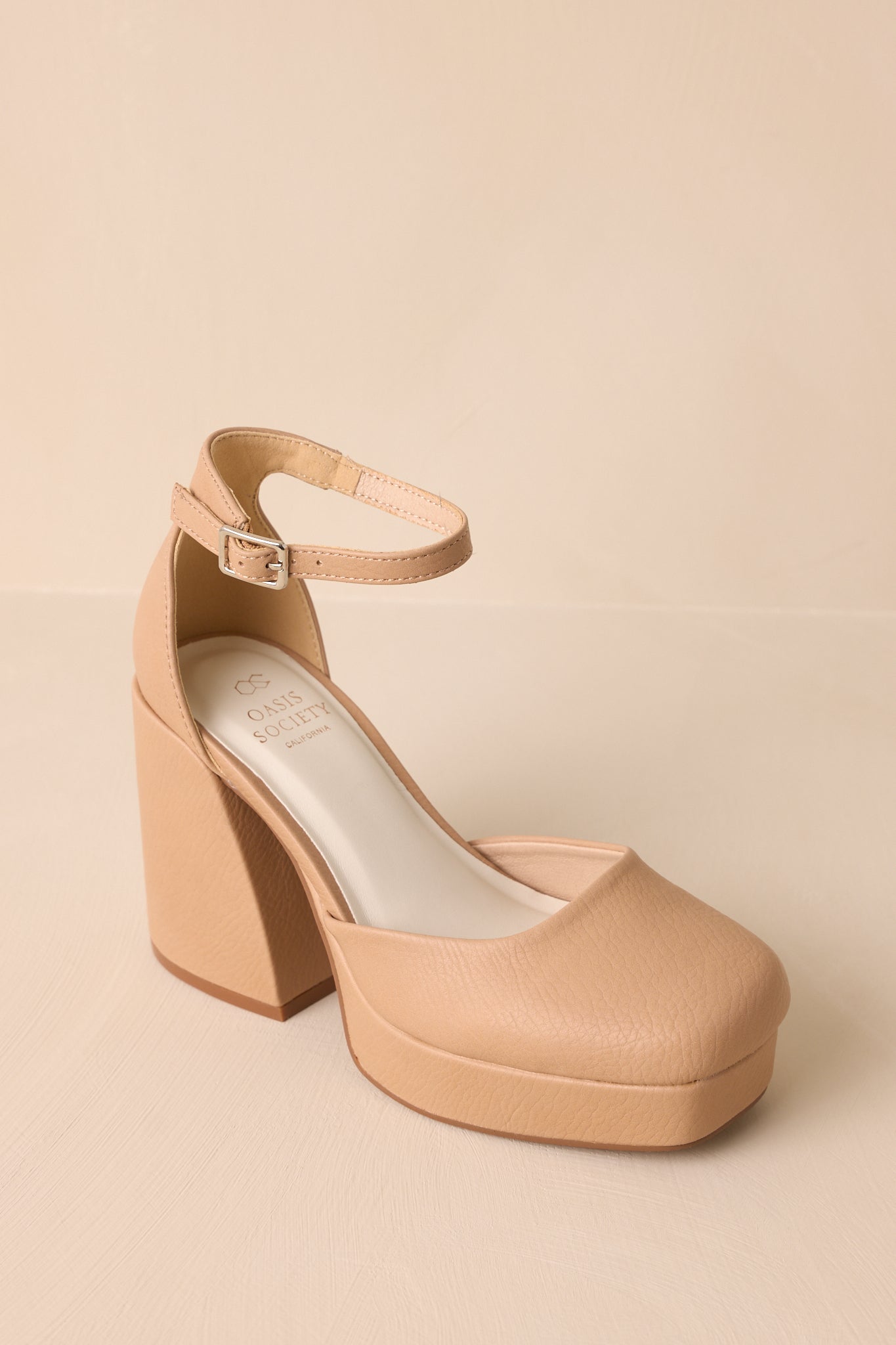 Dynamic Steps Beige Ankle Strap Block Heels (RESTOCK OCTOBER)