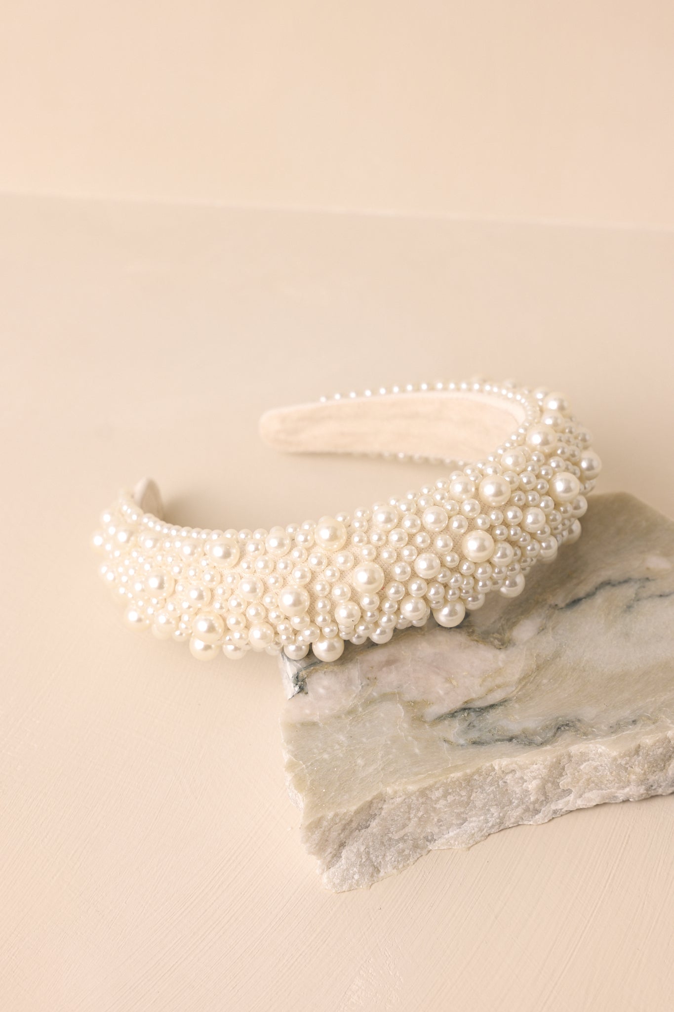 Lustrous Beauty White Pearl Headband