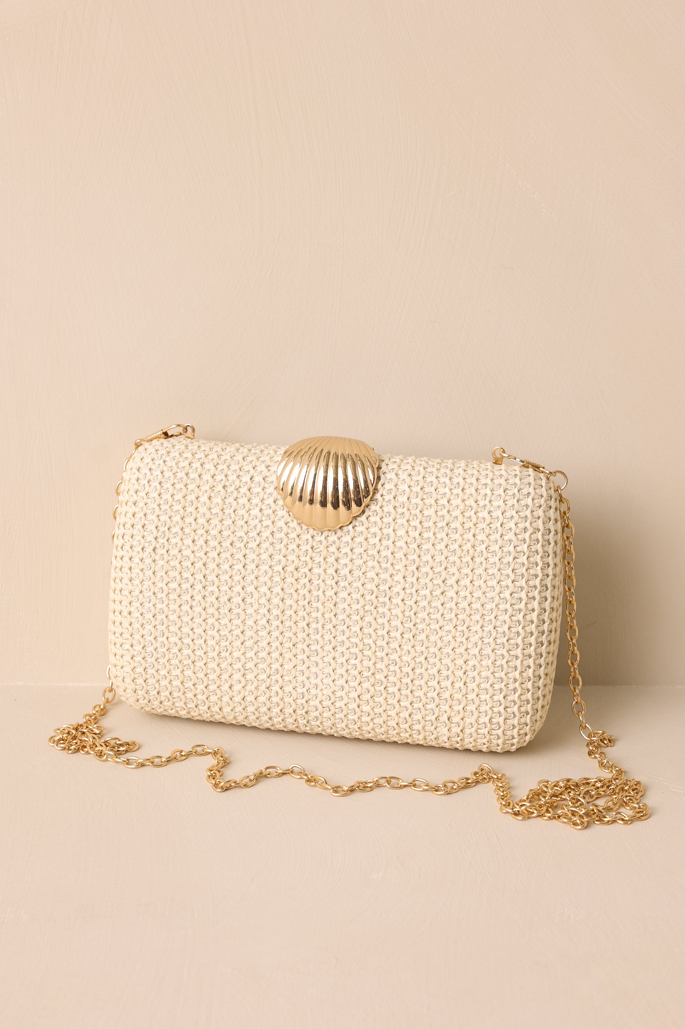 Lost In Time Natural Ivory Woven Clutch