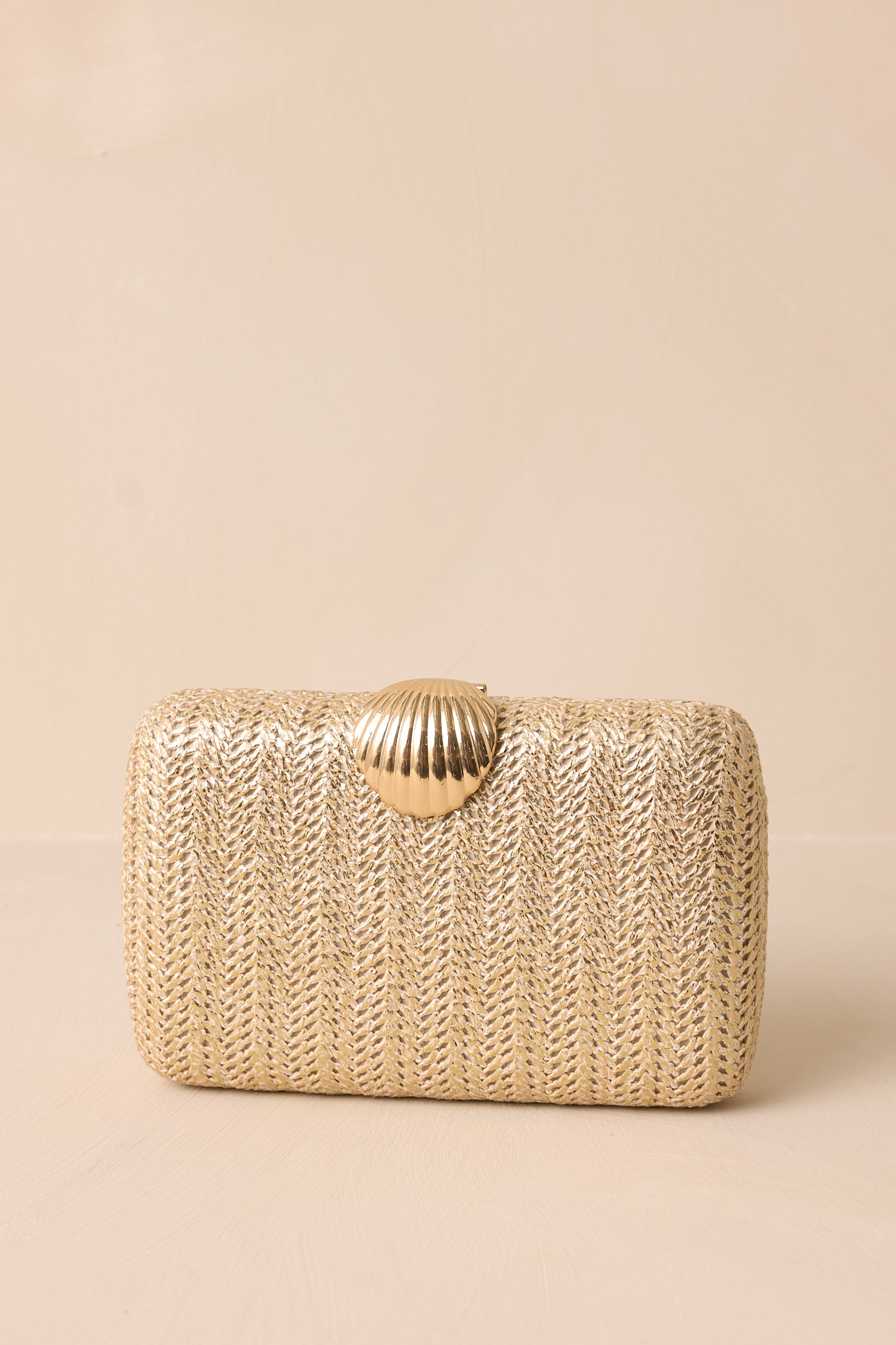 Lost In Time Natural Gold Woven Clutch