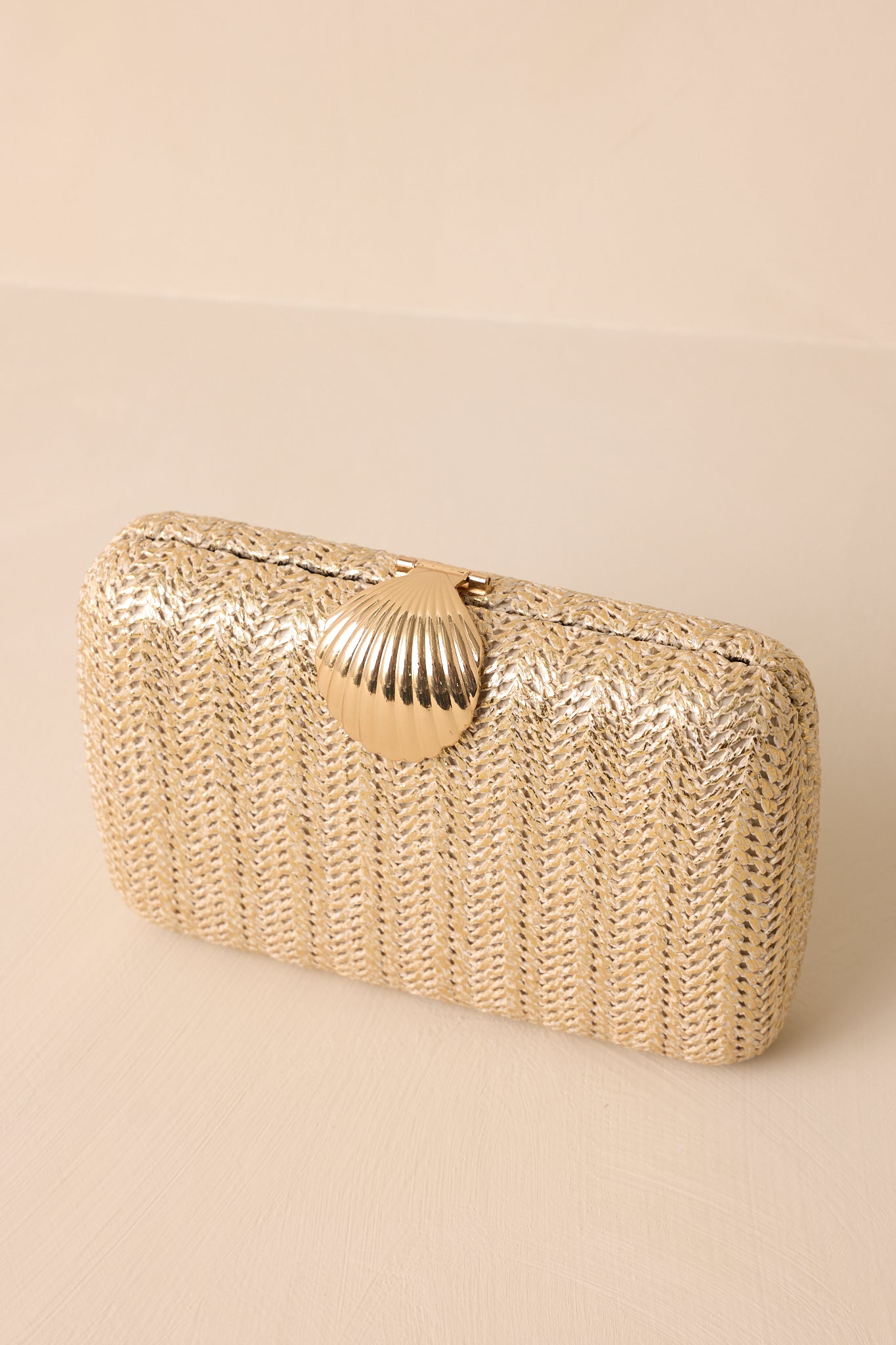 Lost In Time Natural Gold Woven Clutch