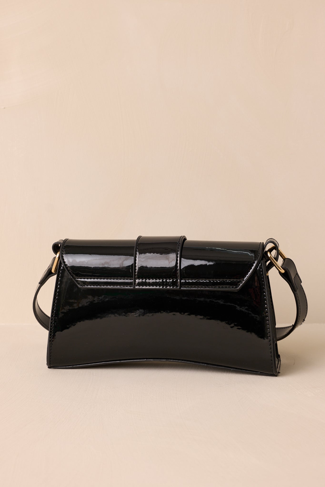 Elegant Allure Black Glossy Handbag