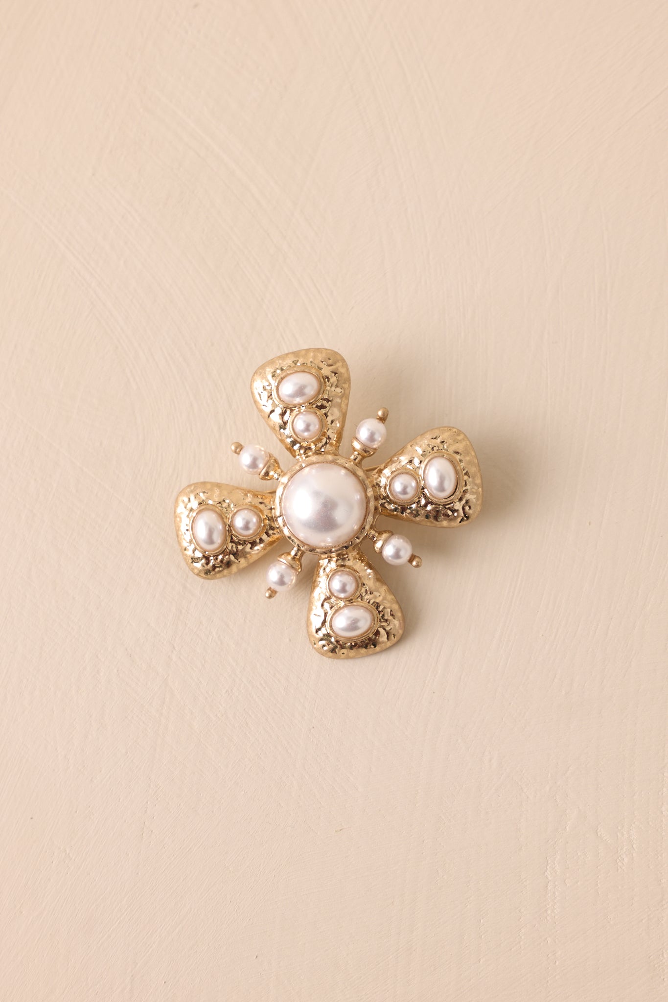 Sweet Surrender Gold Faux Pearl Brooch