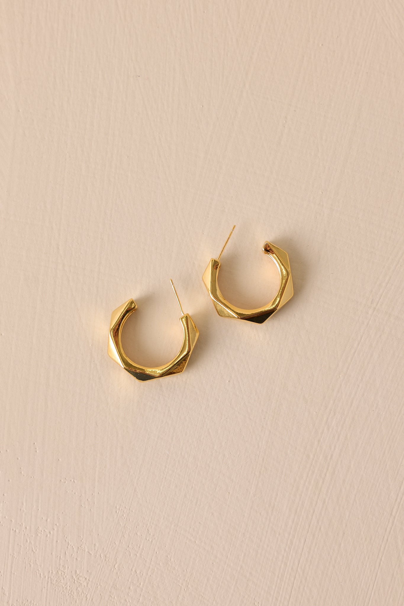 Lustrous Charm Gold Geometric Hoop Earrings