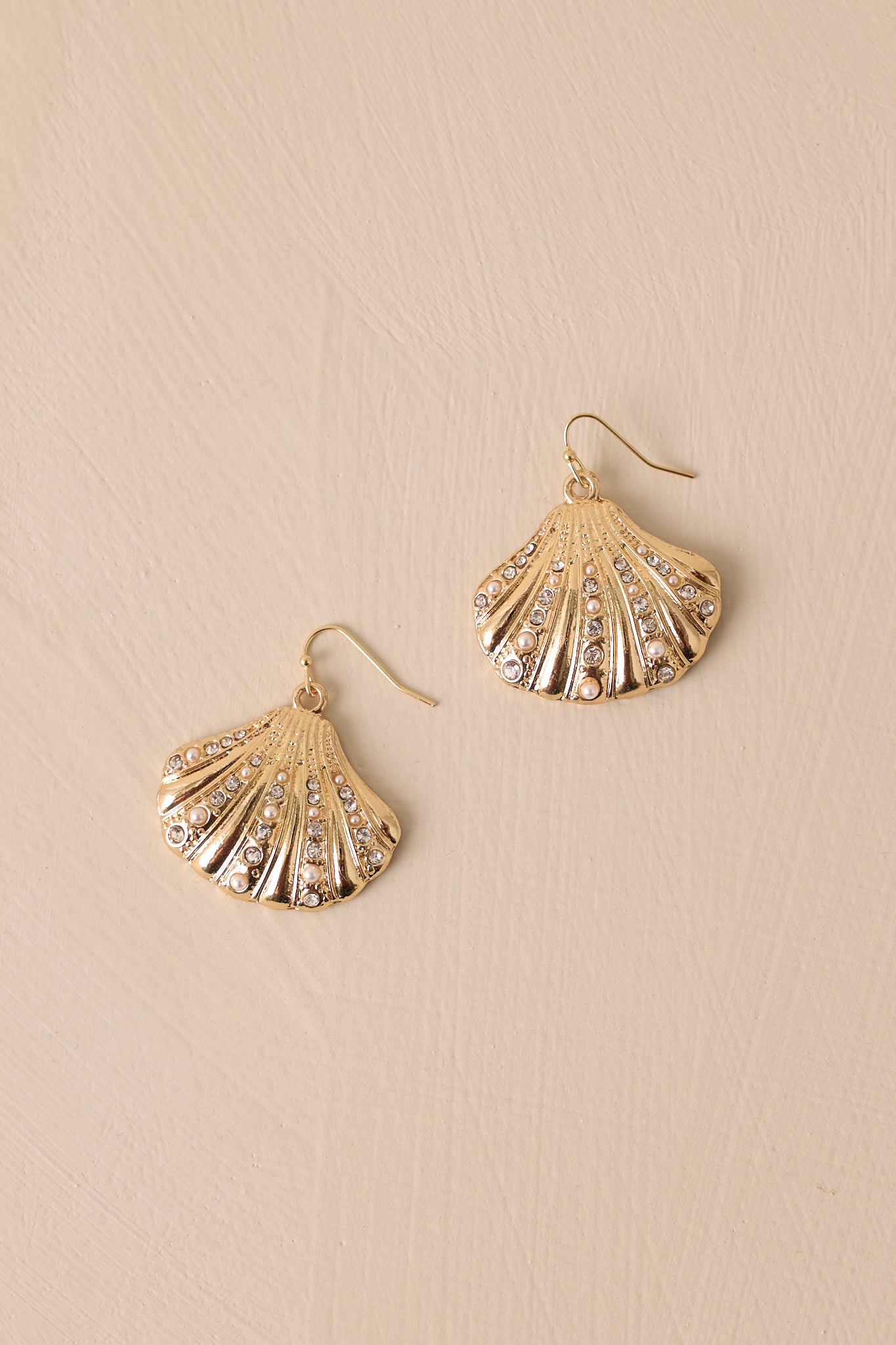 Shoreline Shimmer Gold Seashell Drop Earrings