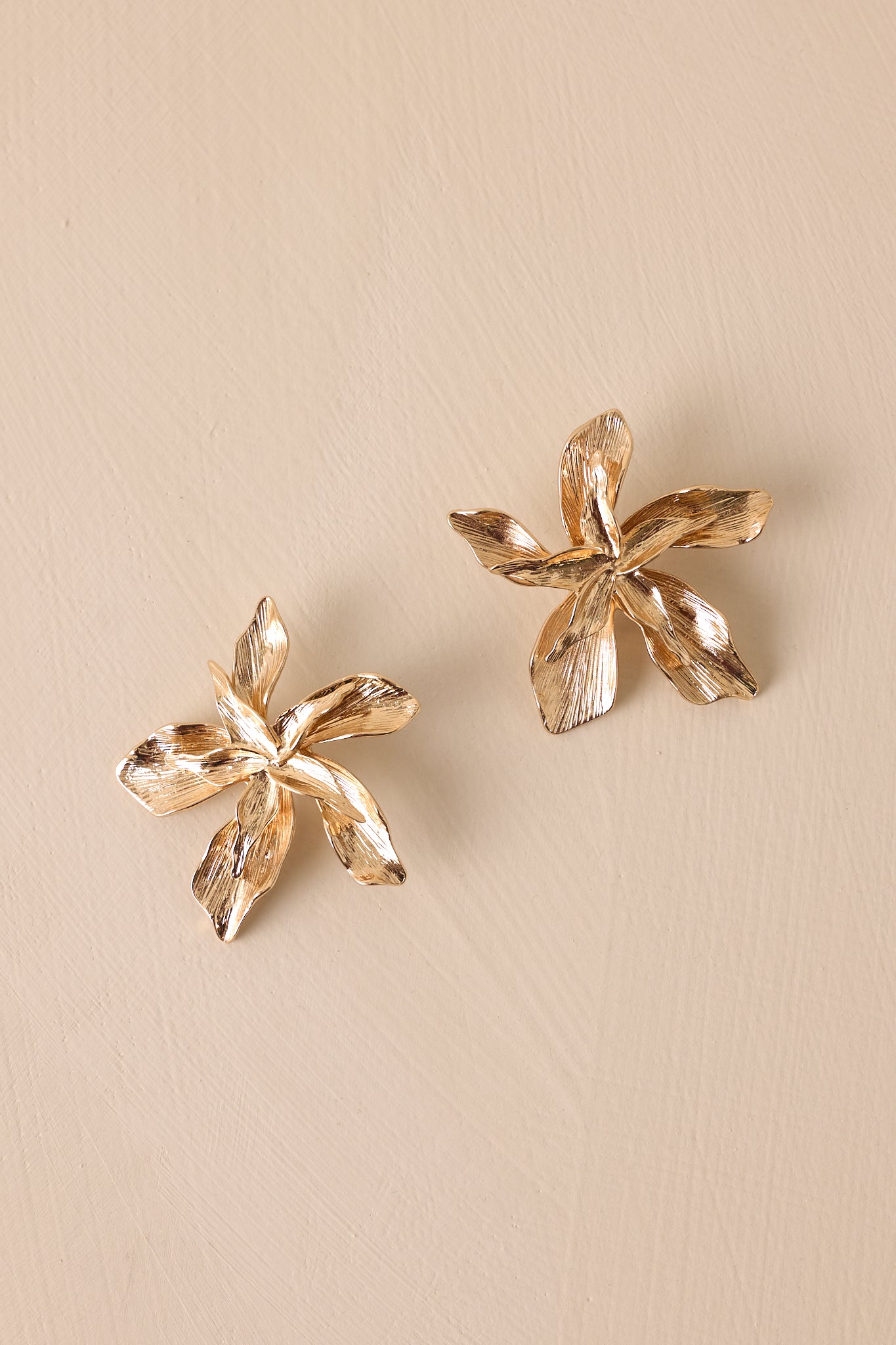 Shimmering Blossoms Gold Abstract Flower Earrings