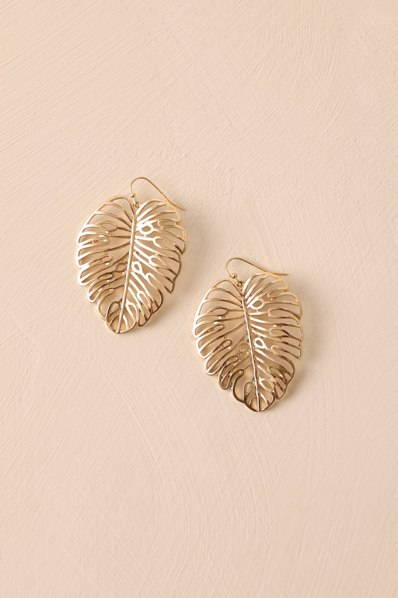 Rainforest Radiance Gold Monstera Leaf Earrings