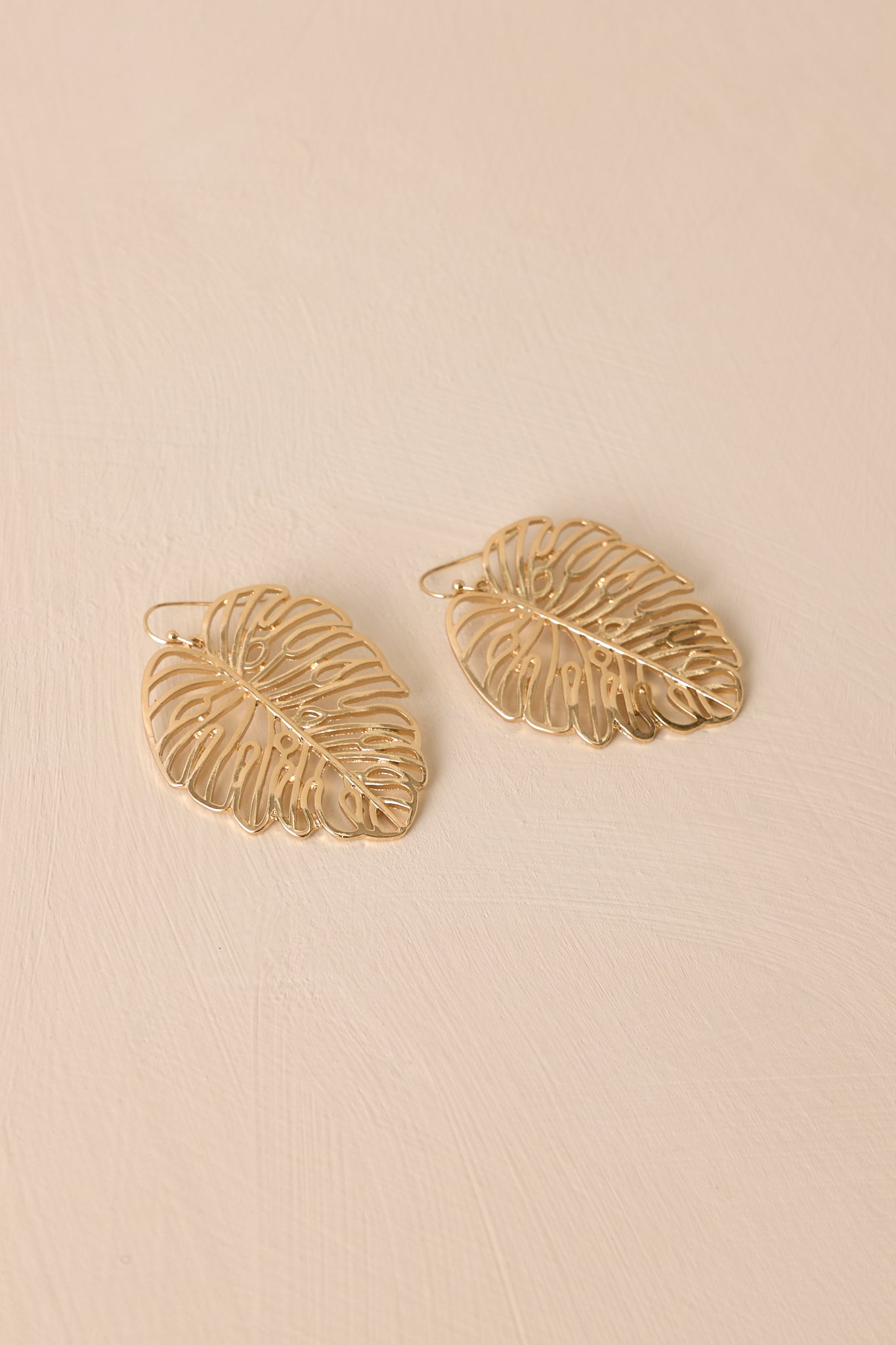 Rainforest Radiance Gold Monstera Leaf Earrings