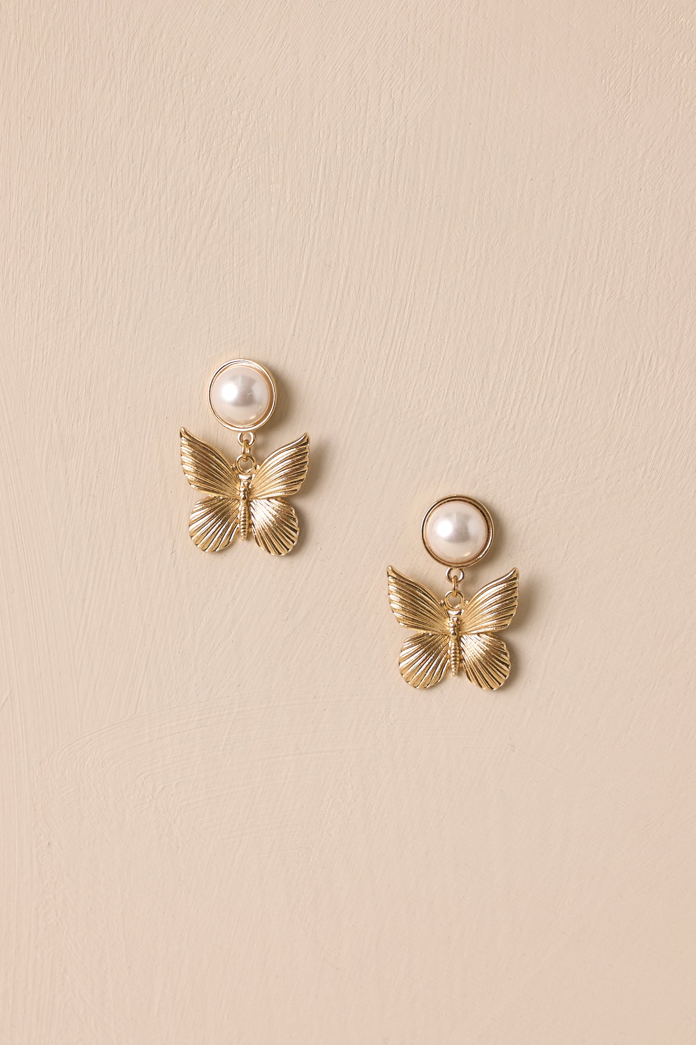 Delicate Flutter Gold & Ivory Pearl Earrings