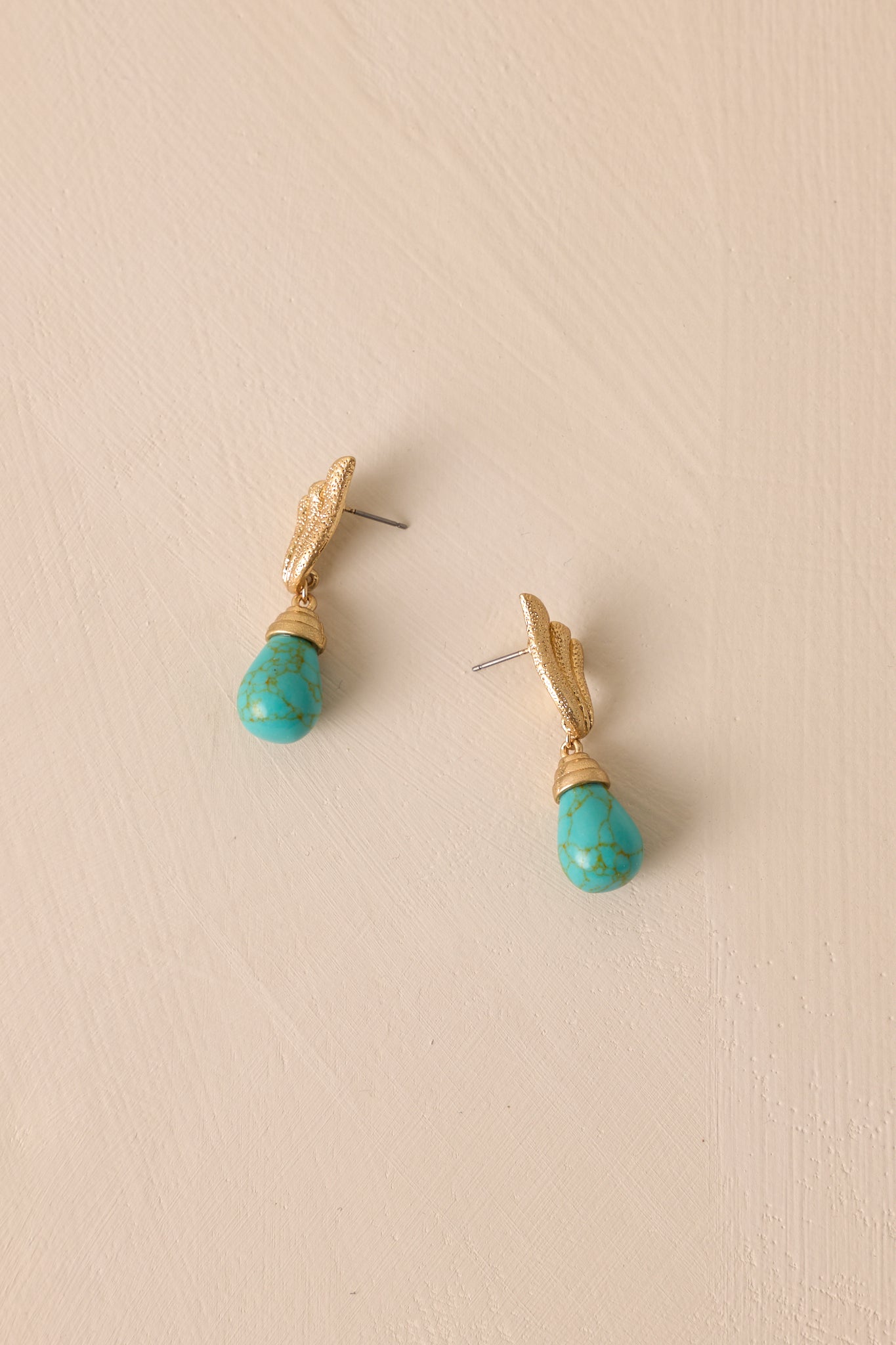 Winged Elegance Gold & Turquoise Drop Earrings