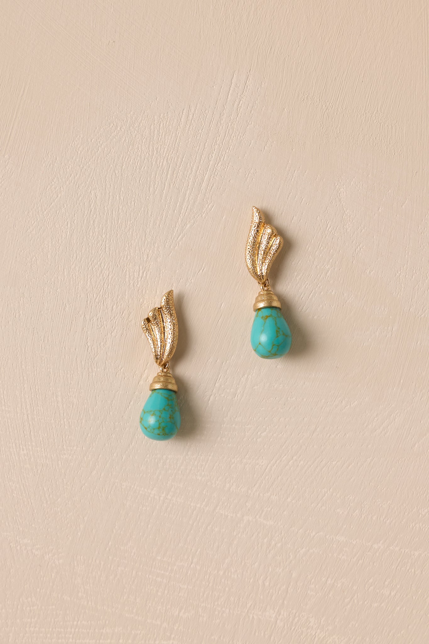 Winged Elegance Gold & Turquoise Drop Earrings