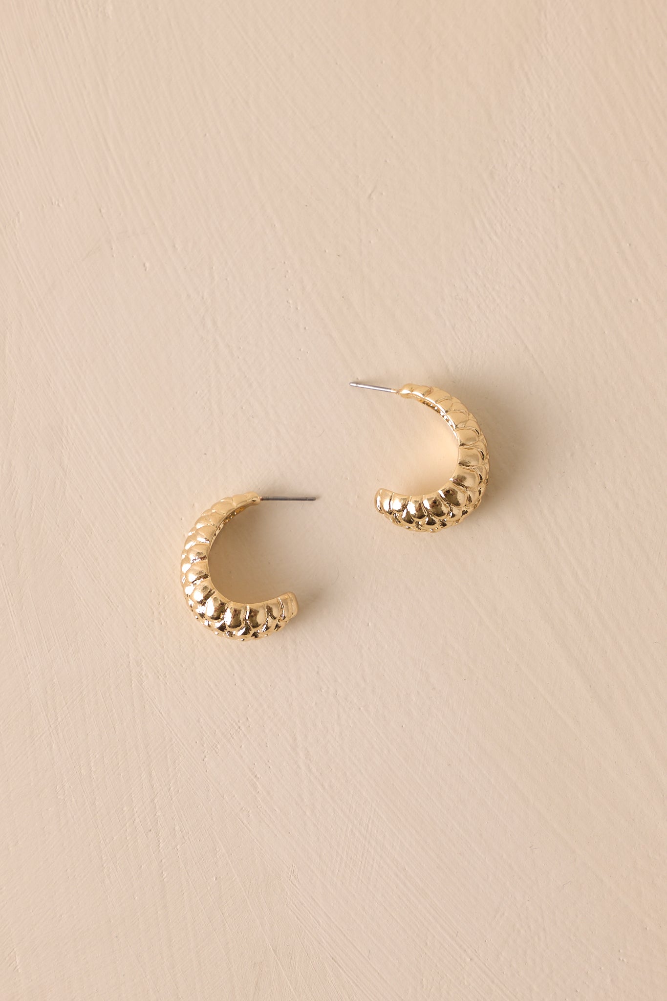 Crazy Talk Gold Textured Hoop Earrings