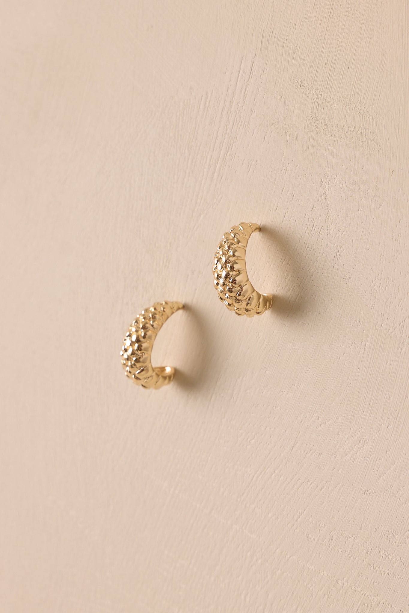 Crazy Talk Gold Textured Hoop Earrings