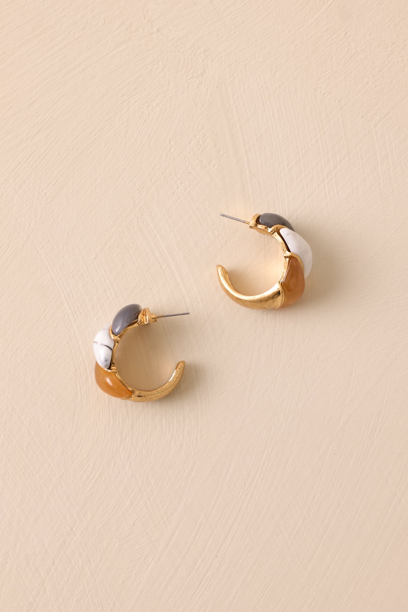 Out And About Gold Multi Color Crescent Hoop Earrings