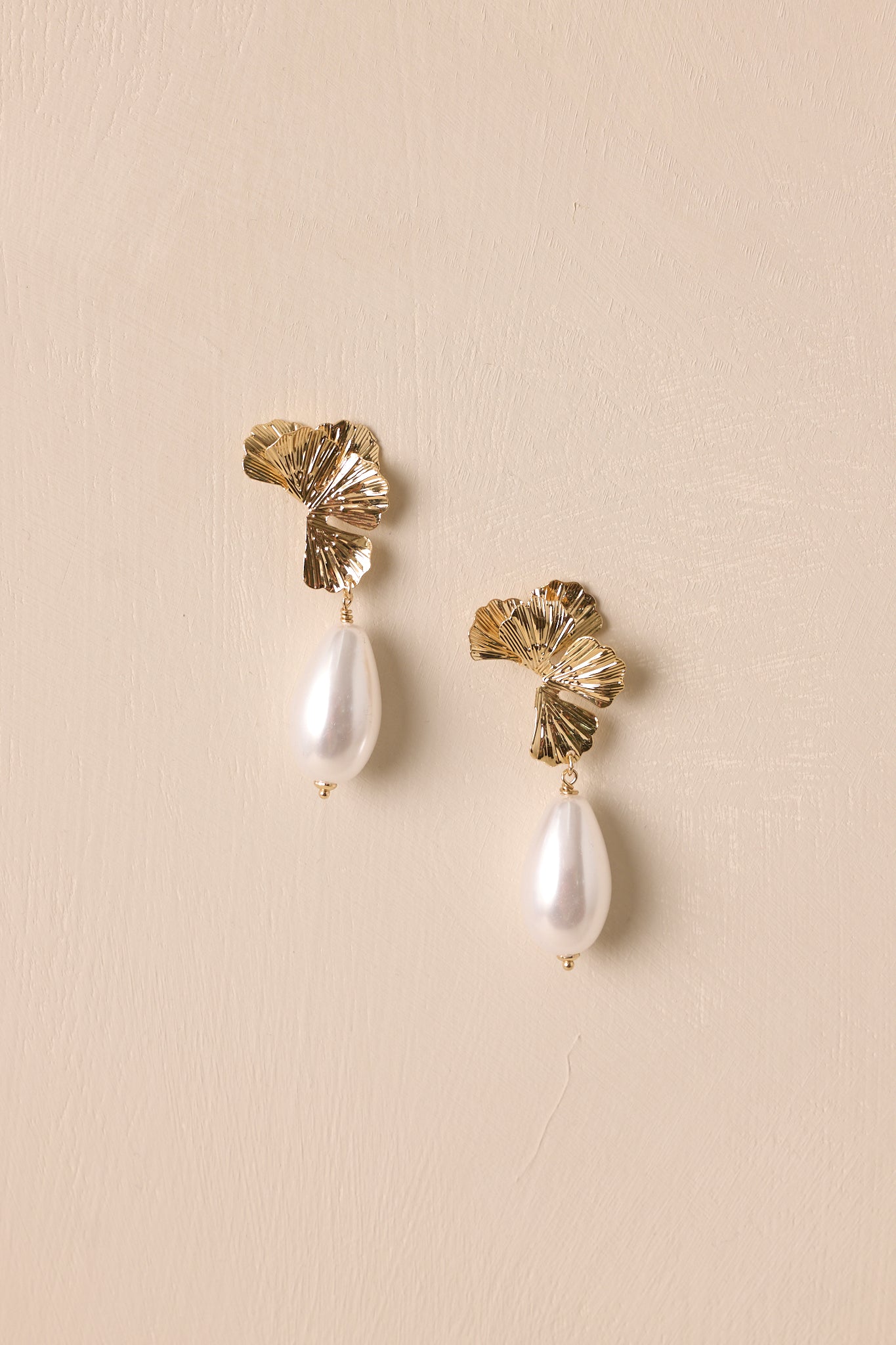 Quiet Spaces Gold & Ivory Pearl Floral Drop Earrings