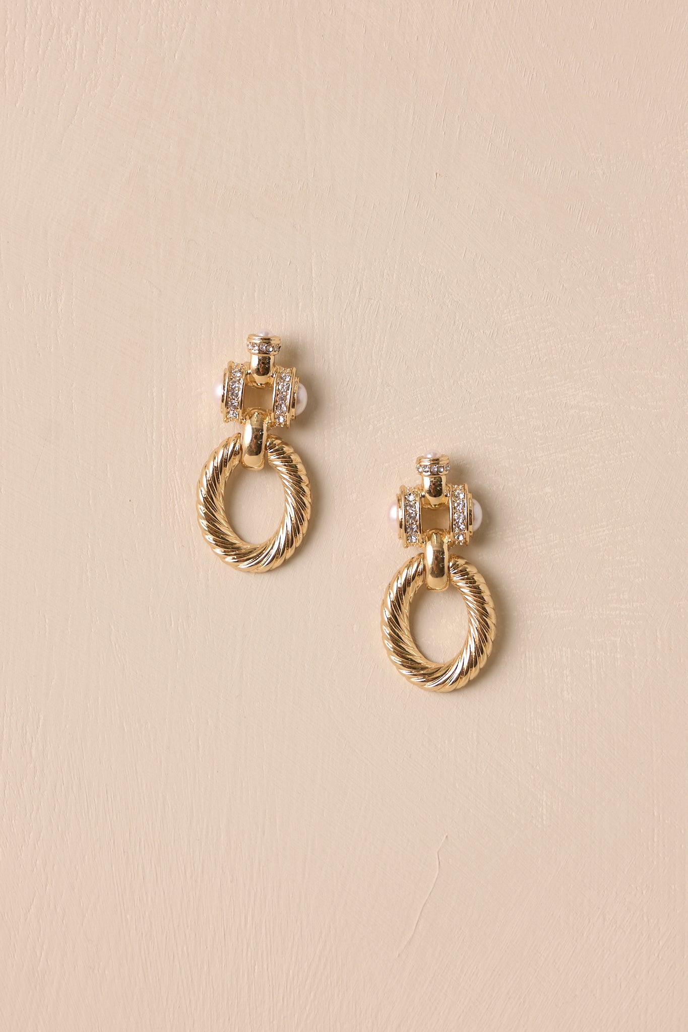 Timeless Flicker Gold Textured Rhinestone Drop Earrings