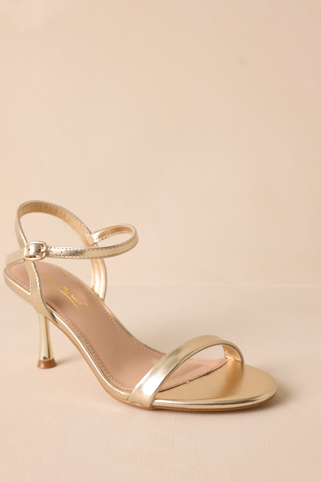 Falling For You Gold Ankle Strap Kitten Heels