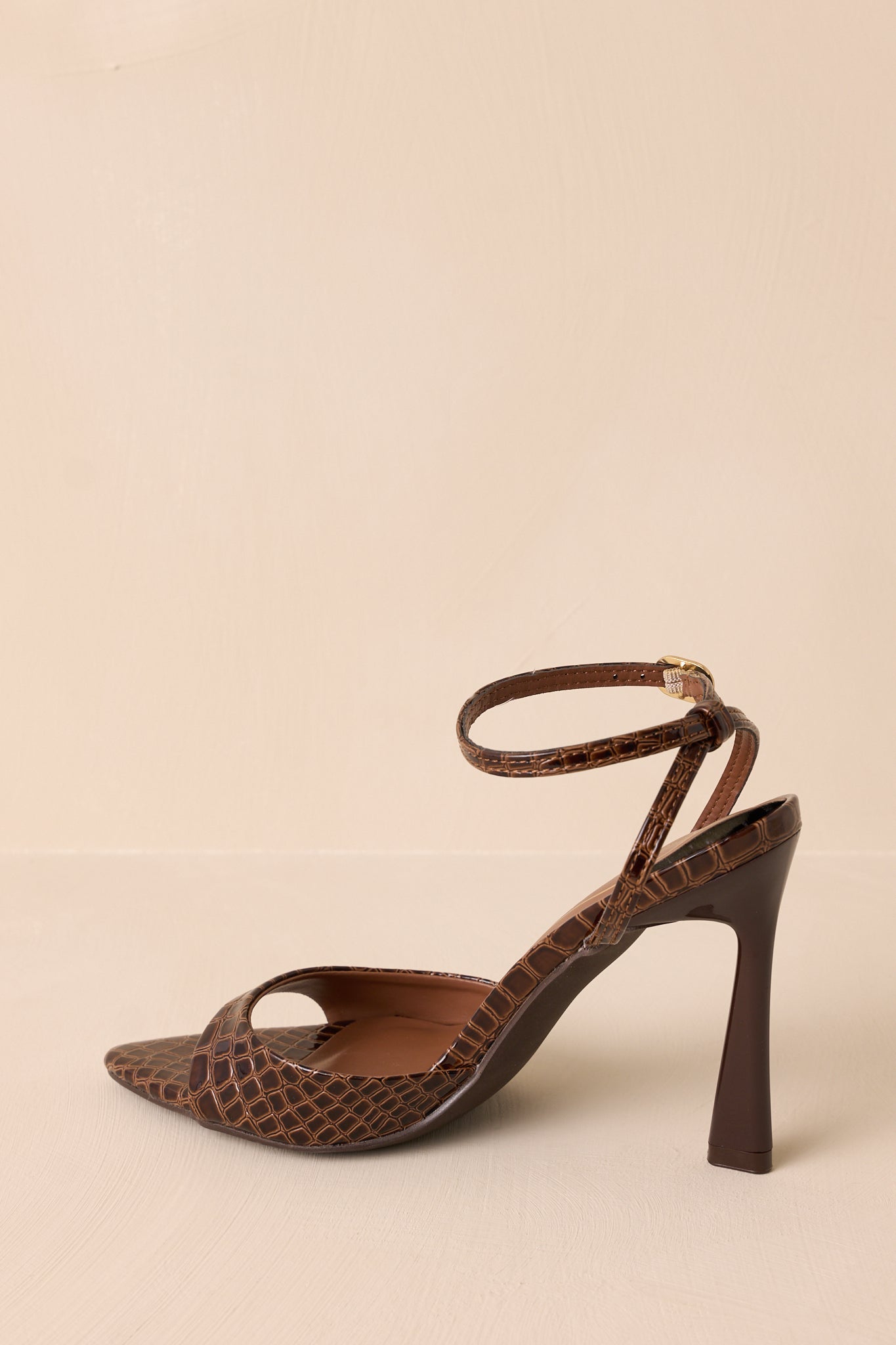 Open toe brown heels deals