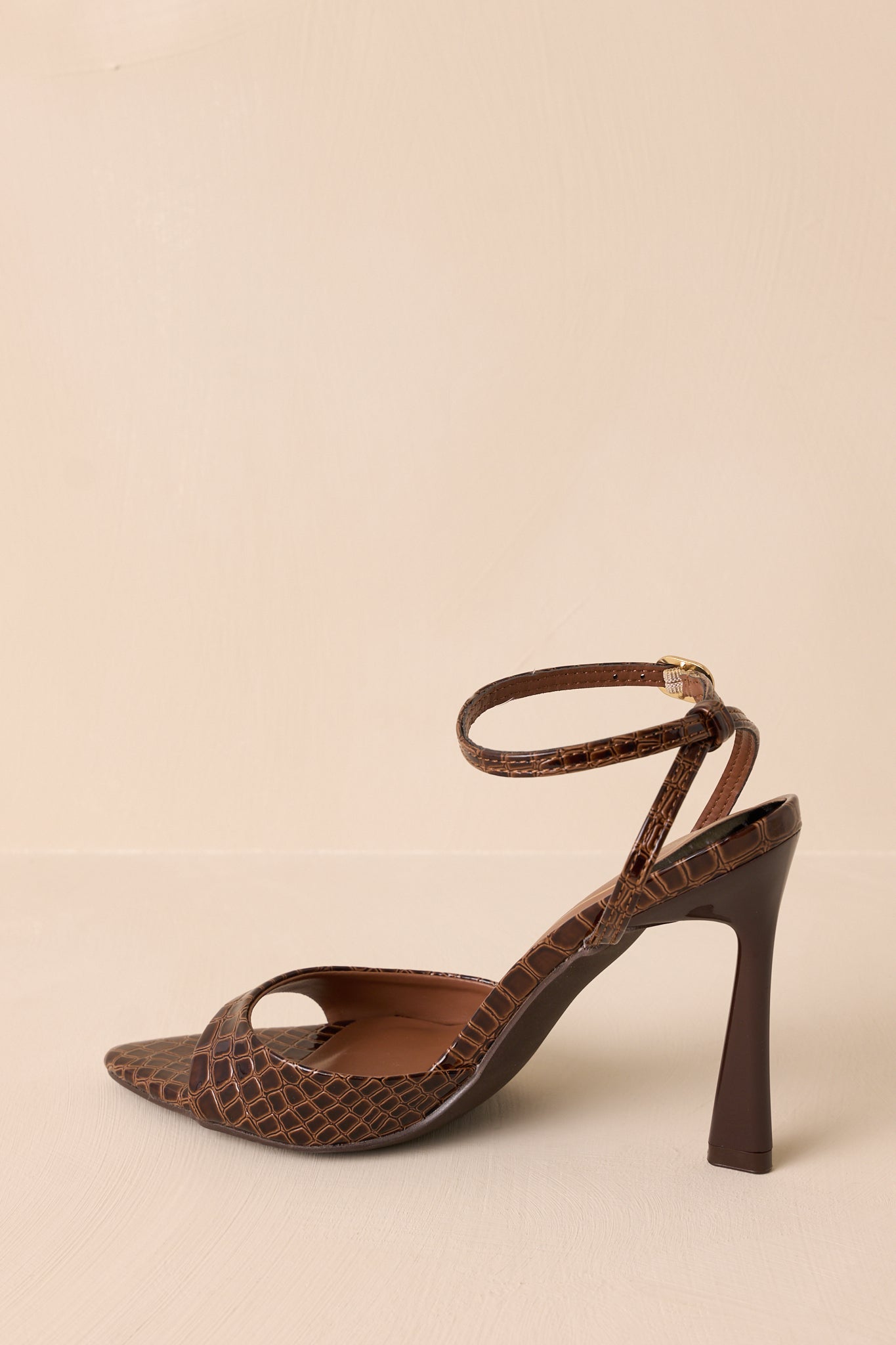 Chasing Perfection Dark Brown Pointed-Toe Ankle Strap Heels