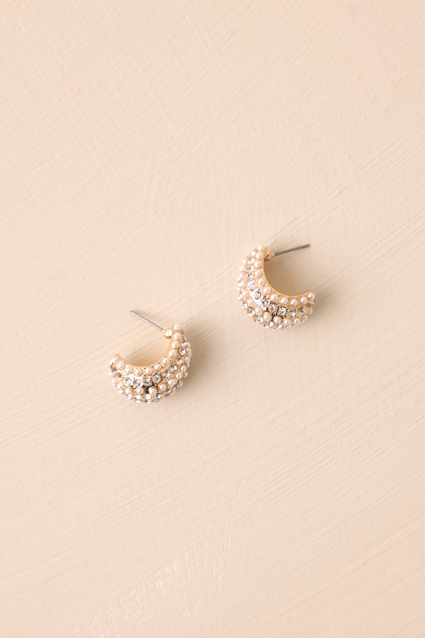 Moments We Remember Gold Textured Pearl Hoop Earrings