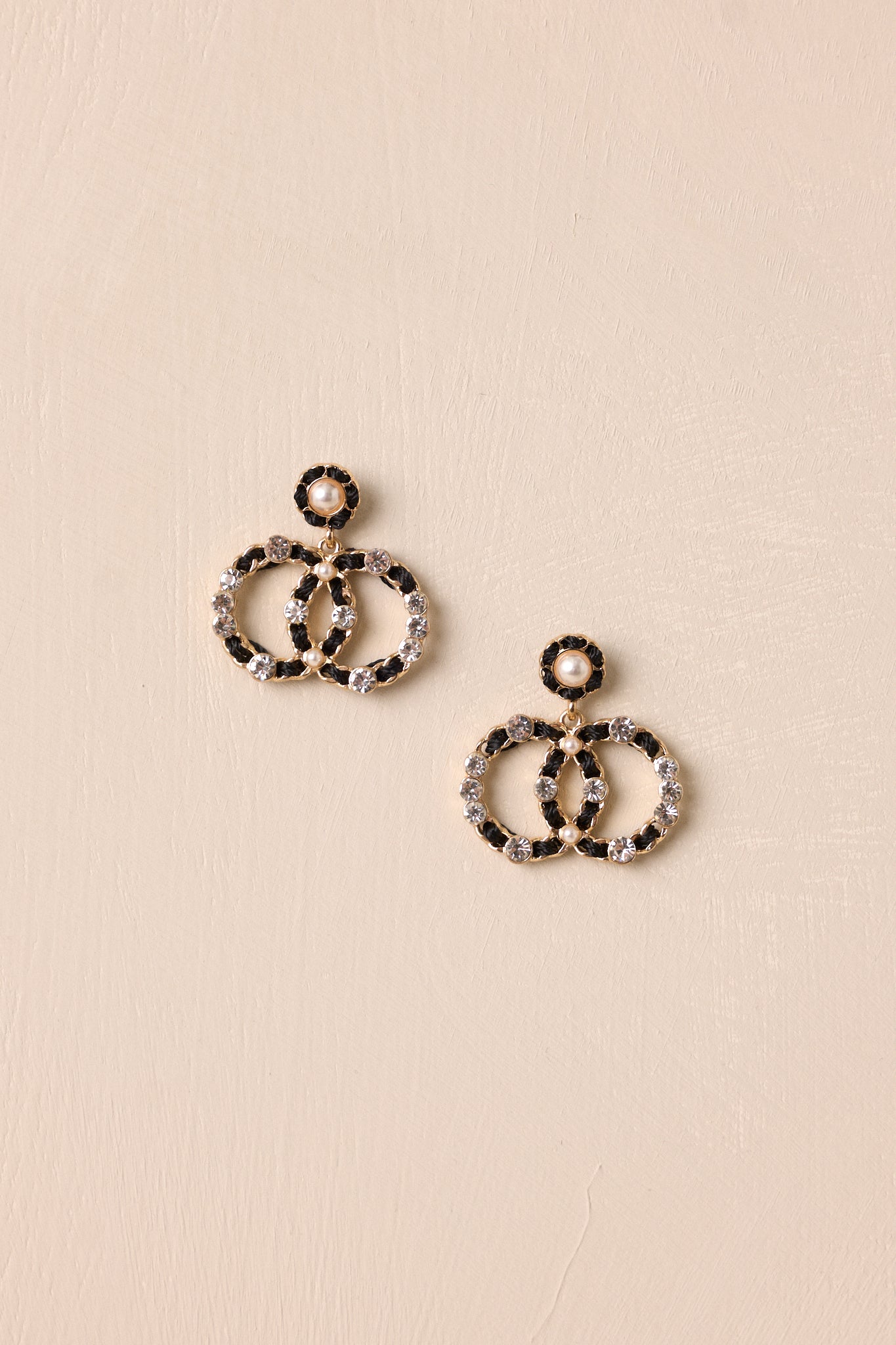 Gossamer Sky Black & Gold Double Circle Drop Earrings