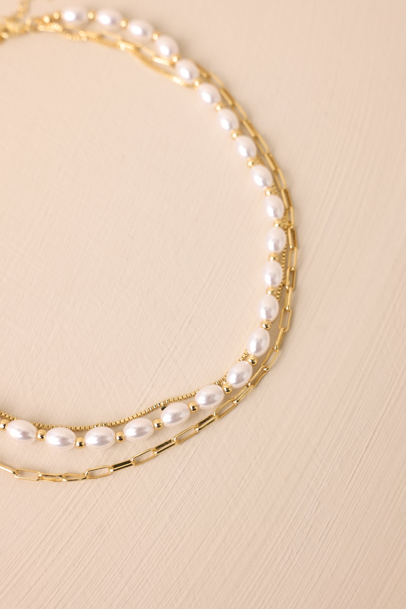 Let's Go Gold & Ivory Pearl Layered Chain Necklace