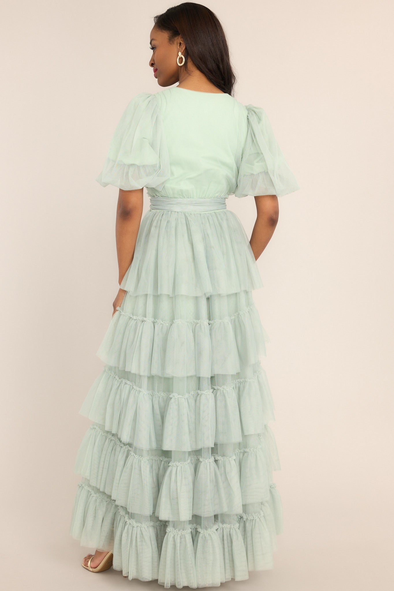 A Beautiful Feeling Seafoam Tiered Tulle Maxi Dress - Red Dress