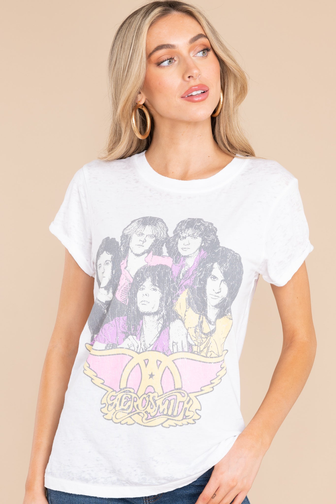 Aerosmith Dream On 1973 White Tee - Red Dress