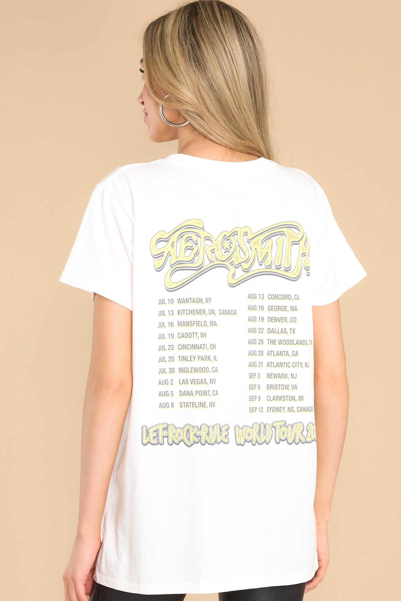 Aerosmith World Tour 2014 White Tee - Red Dress