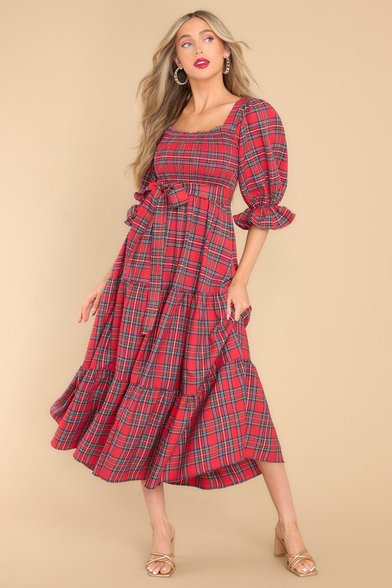 Classic Red Plaid Maxi Dress - All Dresses | Red Dress