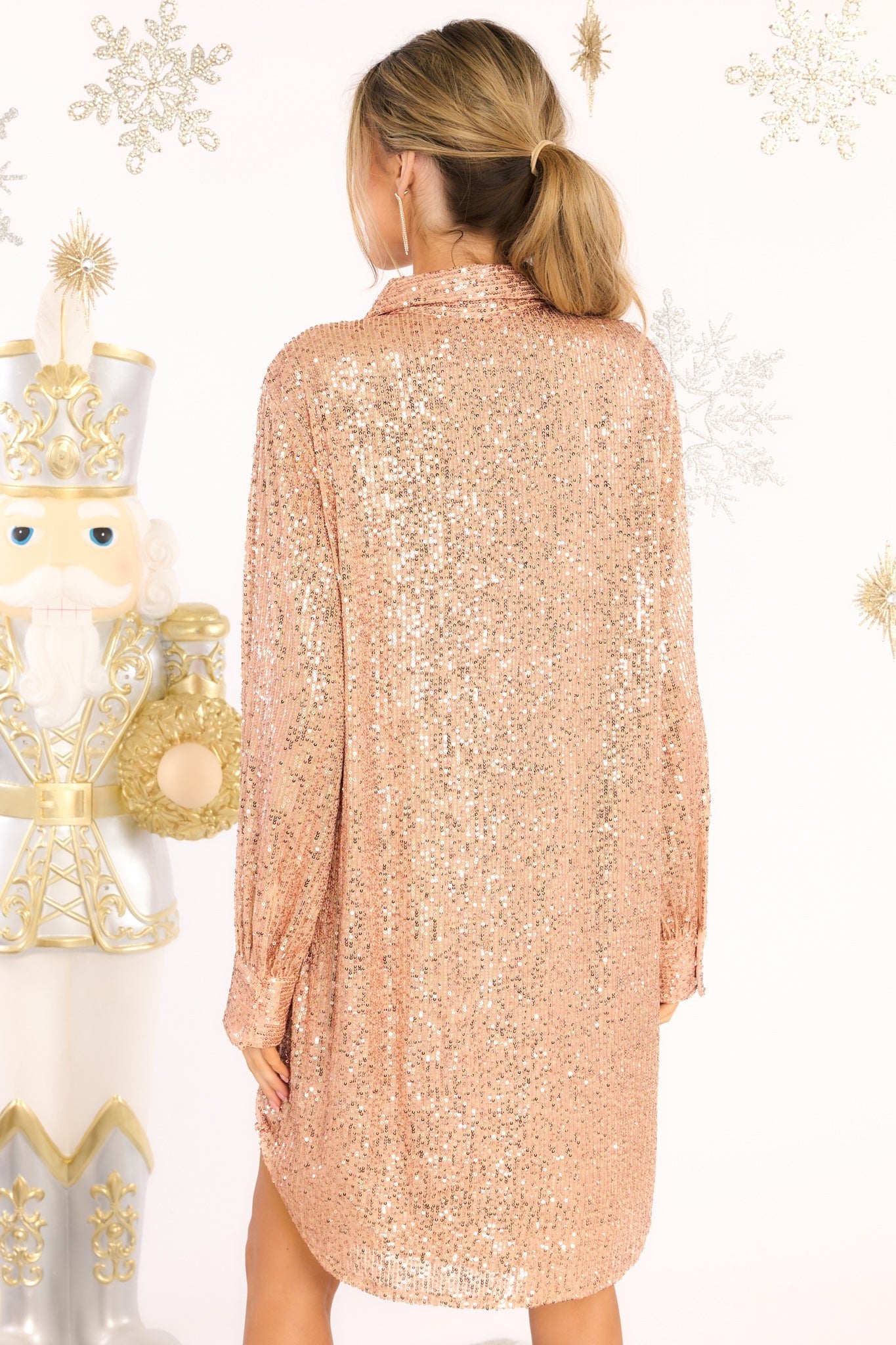 All That Jazz Gold Sequin Dress - Red Dress