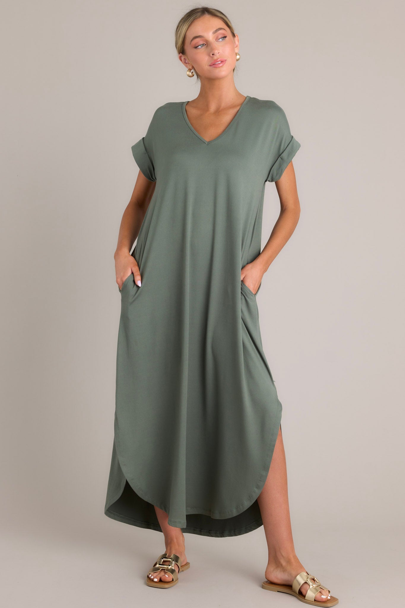 Always The Same Thing Olive Green Maxi Dress - Red Dress