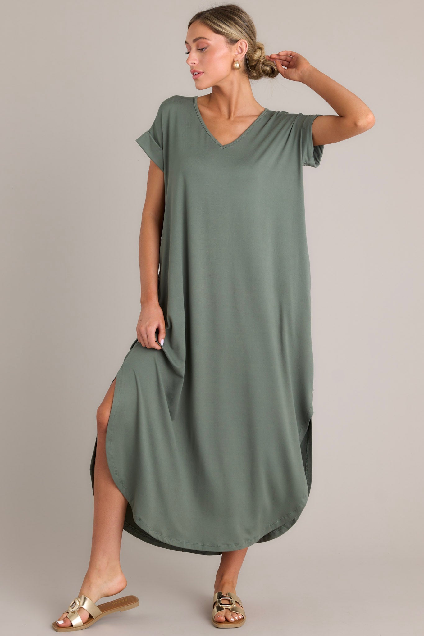 Always The Same Thing Olive Green Maxi Dress - Red Dress