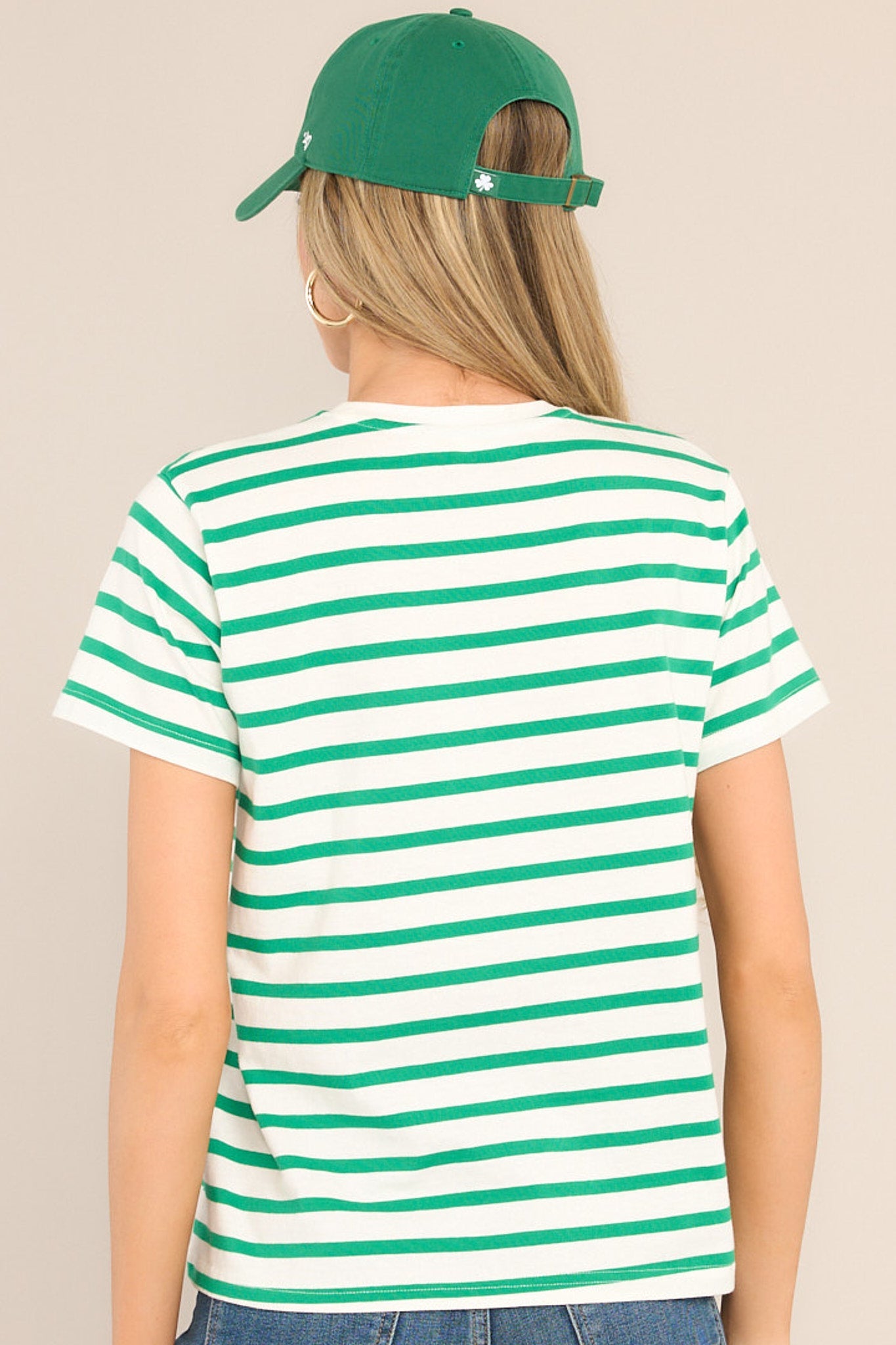 Kelly Green Horizontal Stripe Tee All Tops Red Dress