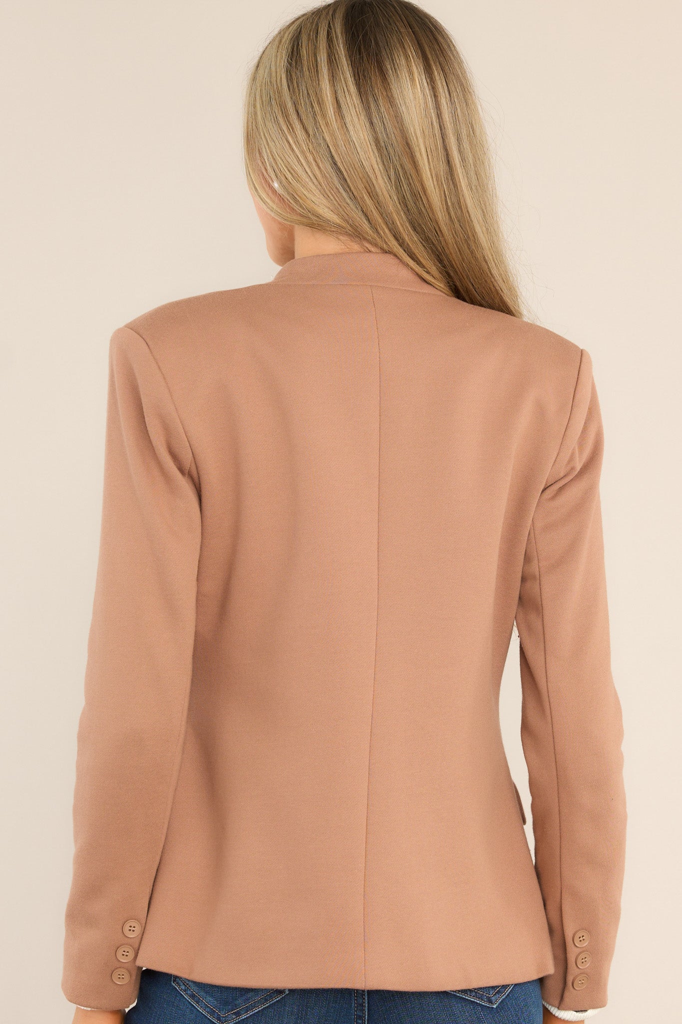 Answer Me Camel Ponte Blazer - Red Dress