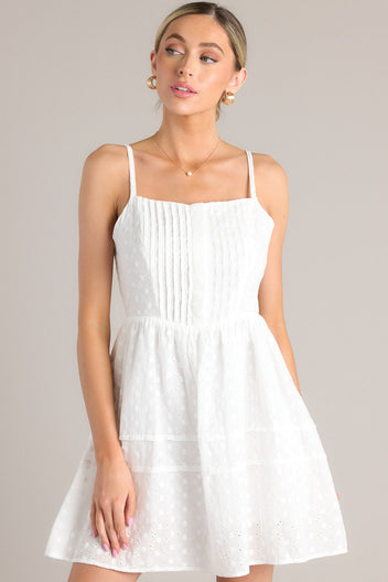 Charming White Eyelet Mini Dress - Sundresses | Red Dress