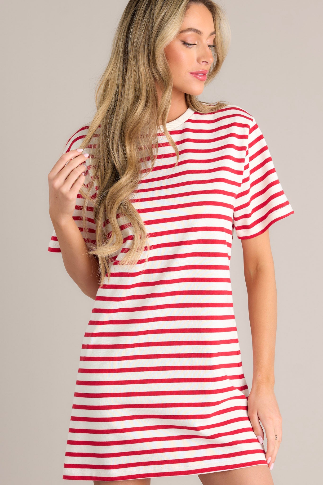 Authentic Moments Red Stripe T-Shirt Dress - Red Dress